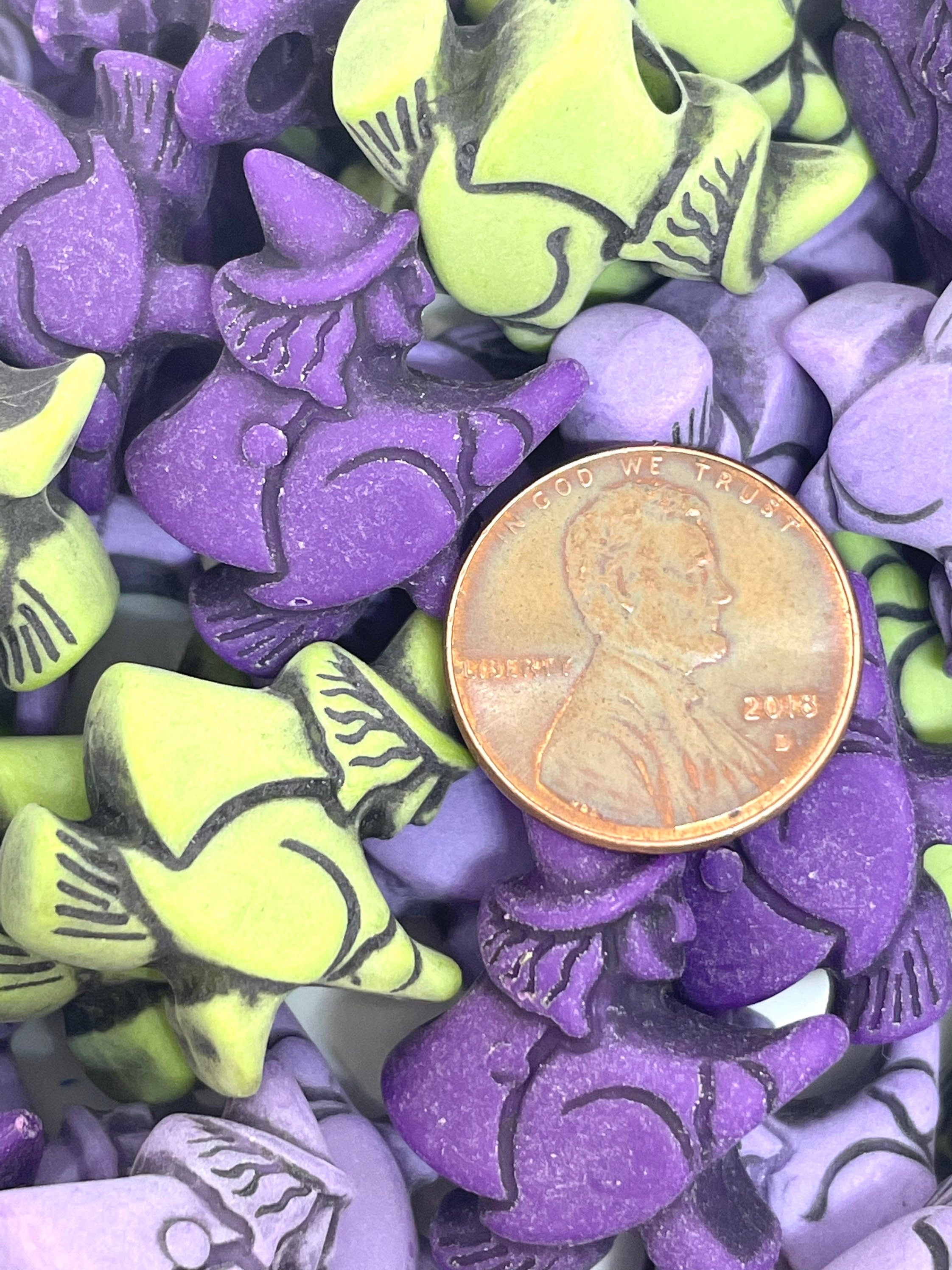 Halloween Witch Beads, Witch Aesthetic, Witch Charm, Pendant, Goth Beads, Pastel Goth, Cute Goth, Halloween Charms