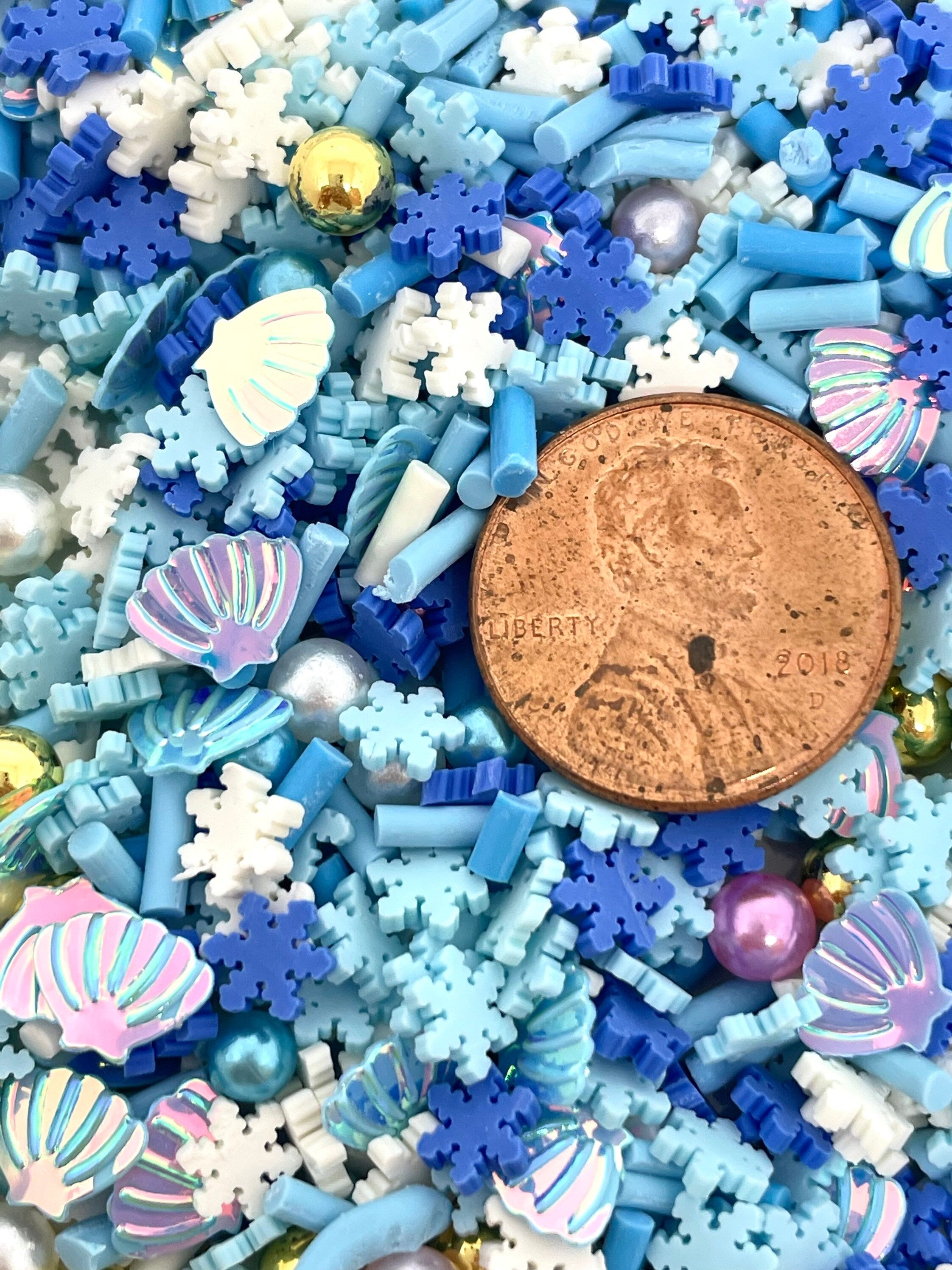 Mermaid Mix Seashell Fake Sprinkles Mix, Faux Sprinkles, Candy for Nail Art, Decoden, Cabochons, Resin, Slime Toppings, Mixers