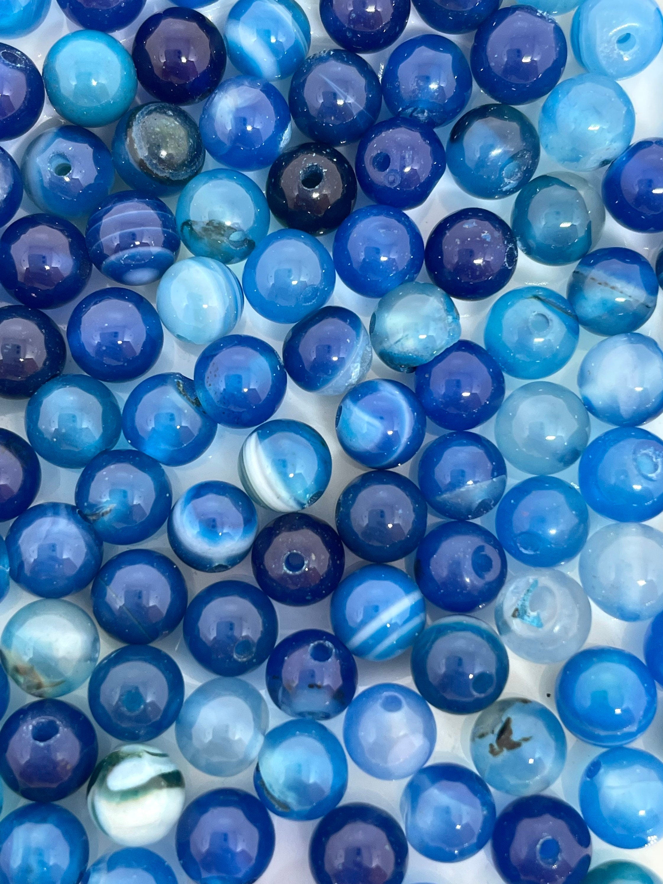 6mm Beautiful Natural Stone Blue Agate Beads