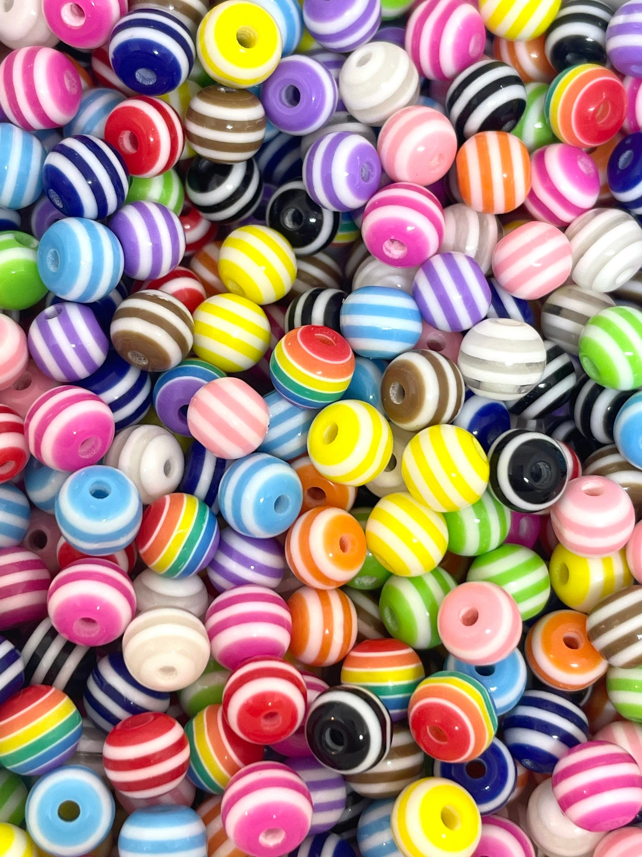 6mm Rainbow Striped Bead Mix