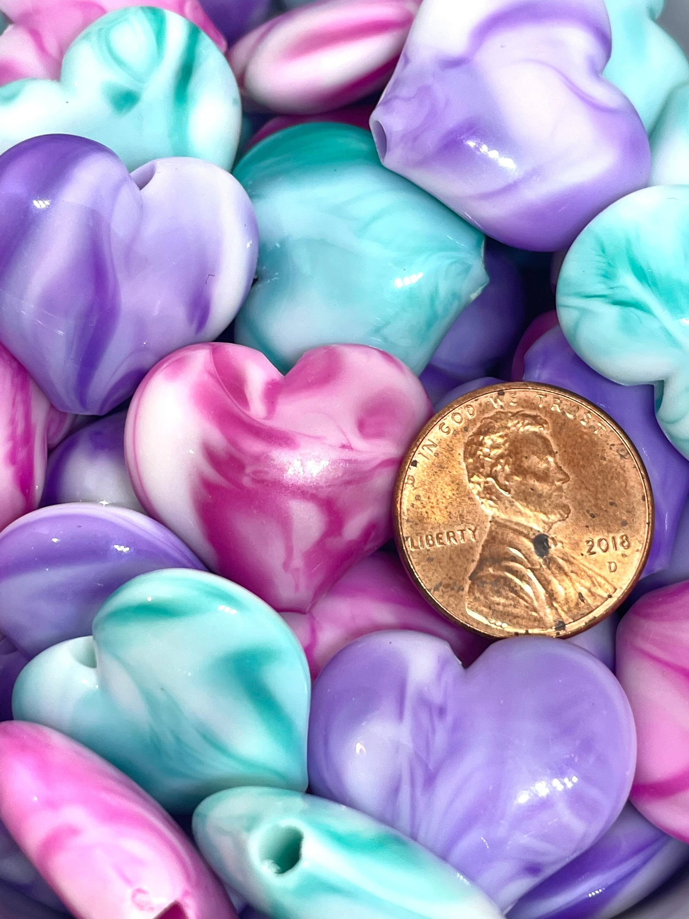 23mm Mermaid Heart Pendant Assorted Beads
