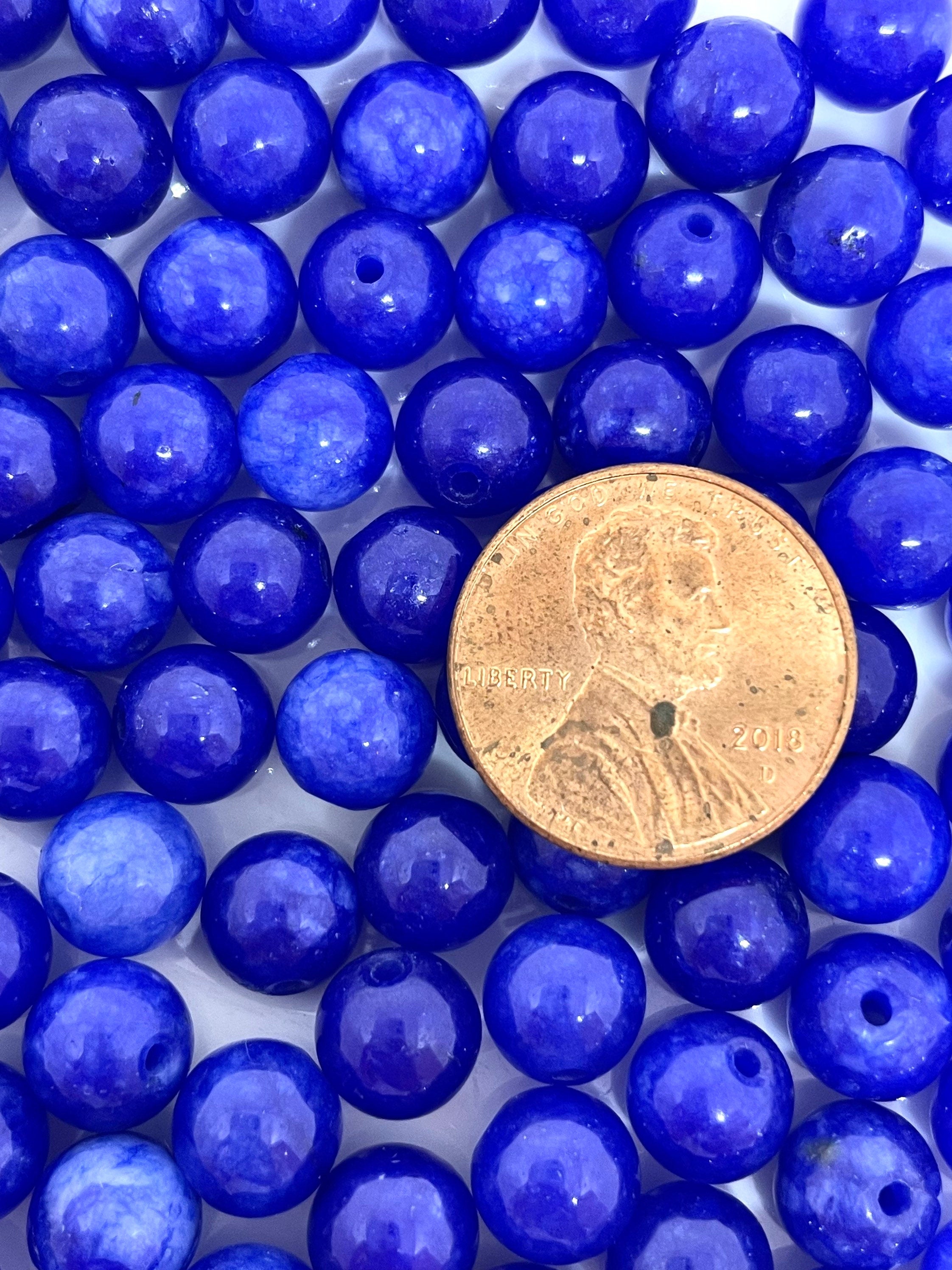 8mm Bright Blue Agate Beads