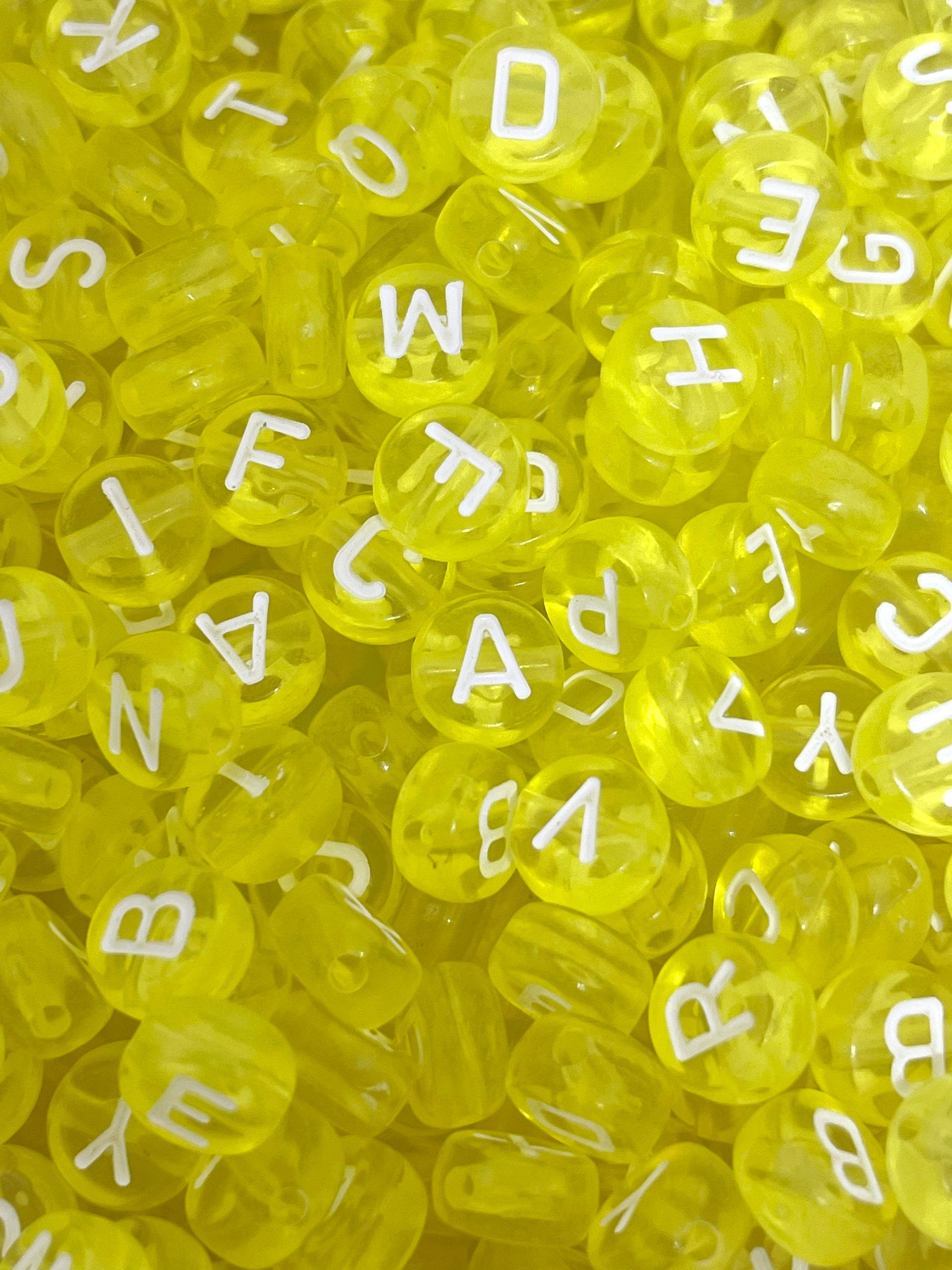 Bright Yellow Alphabet Beads, Yellow Letter Beads for Name Jewelry, Words, Initial Beads, ABC Beads, Alphabet Charm