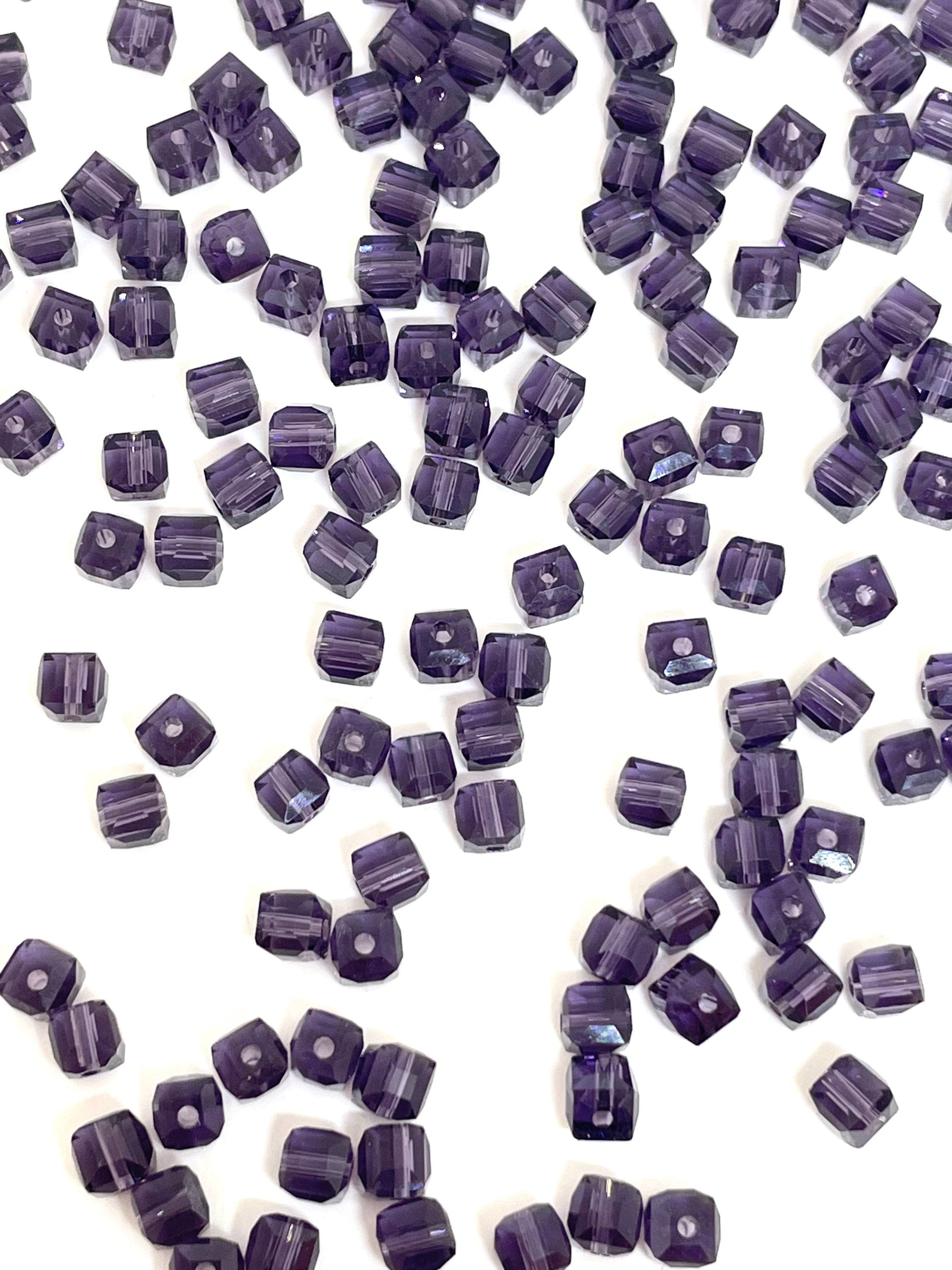 4mm Beautiful Purple Faceted Glass Cube Beads