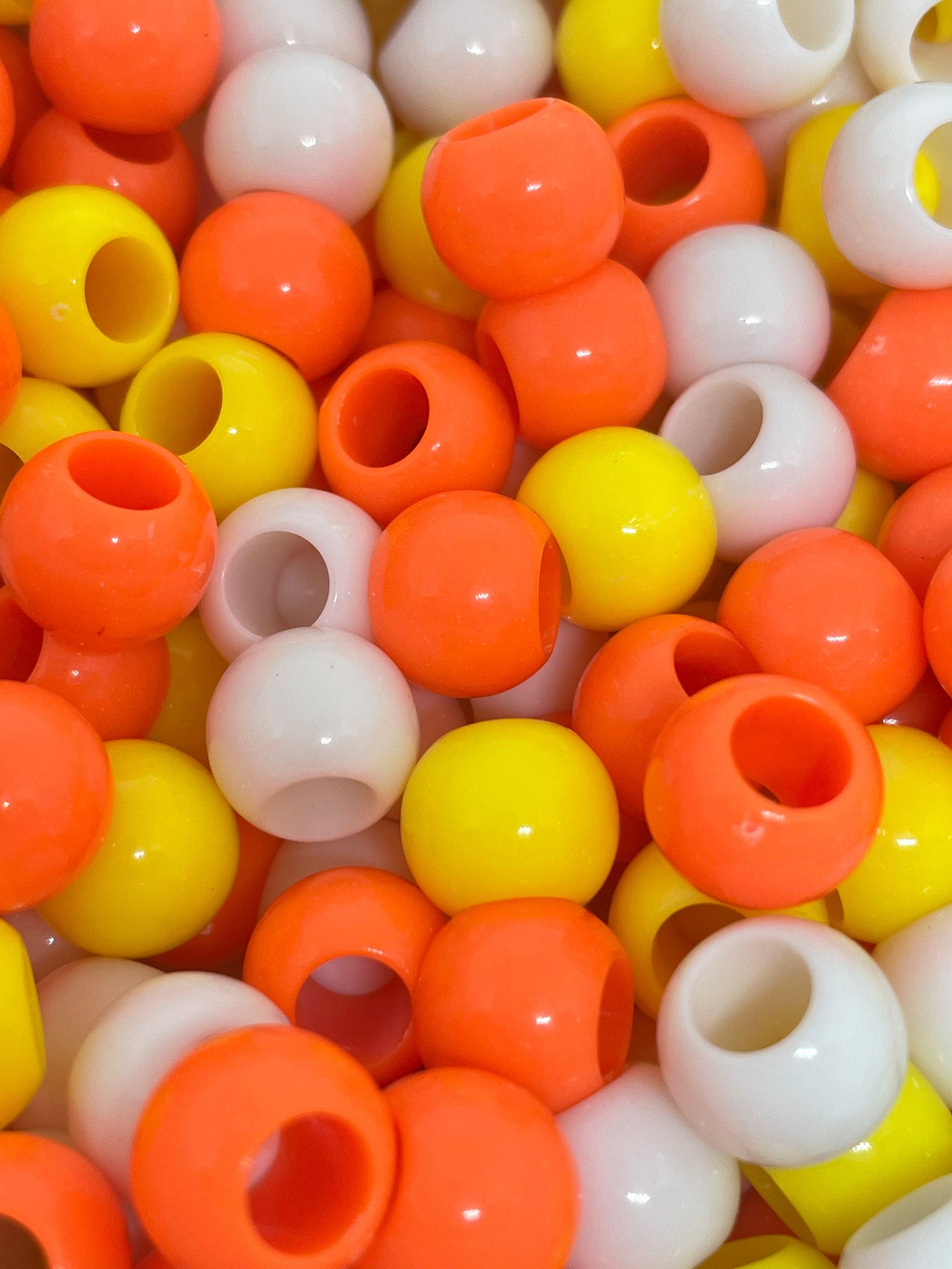 Candy Corn Themed Beads for Halloween, Hair Beads, Candy Beads for Cosplay, Braid Beads, Large Hole Beads