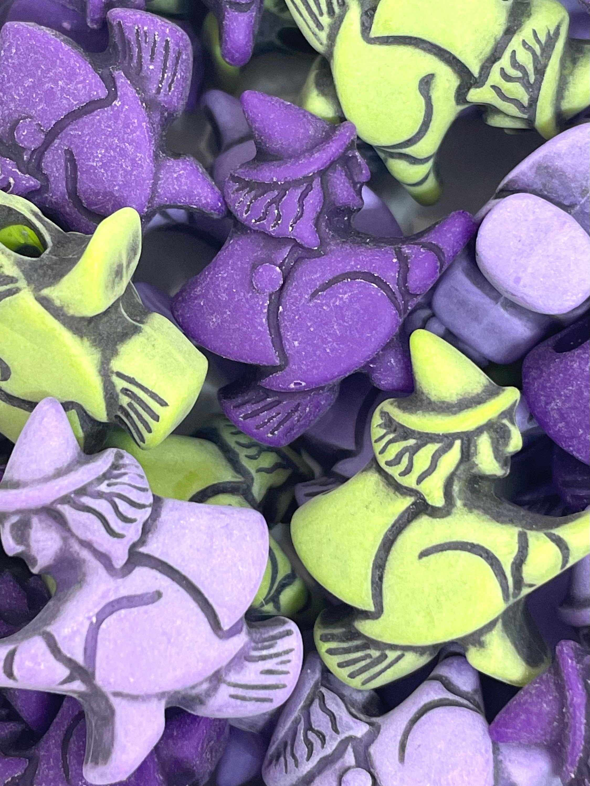 Halloween Witch Beads, Witch Aesthetic, Witch Charm, Pendant, Goth Beads, Pastel Goth, Cute Goth, Halloween Charms