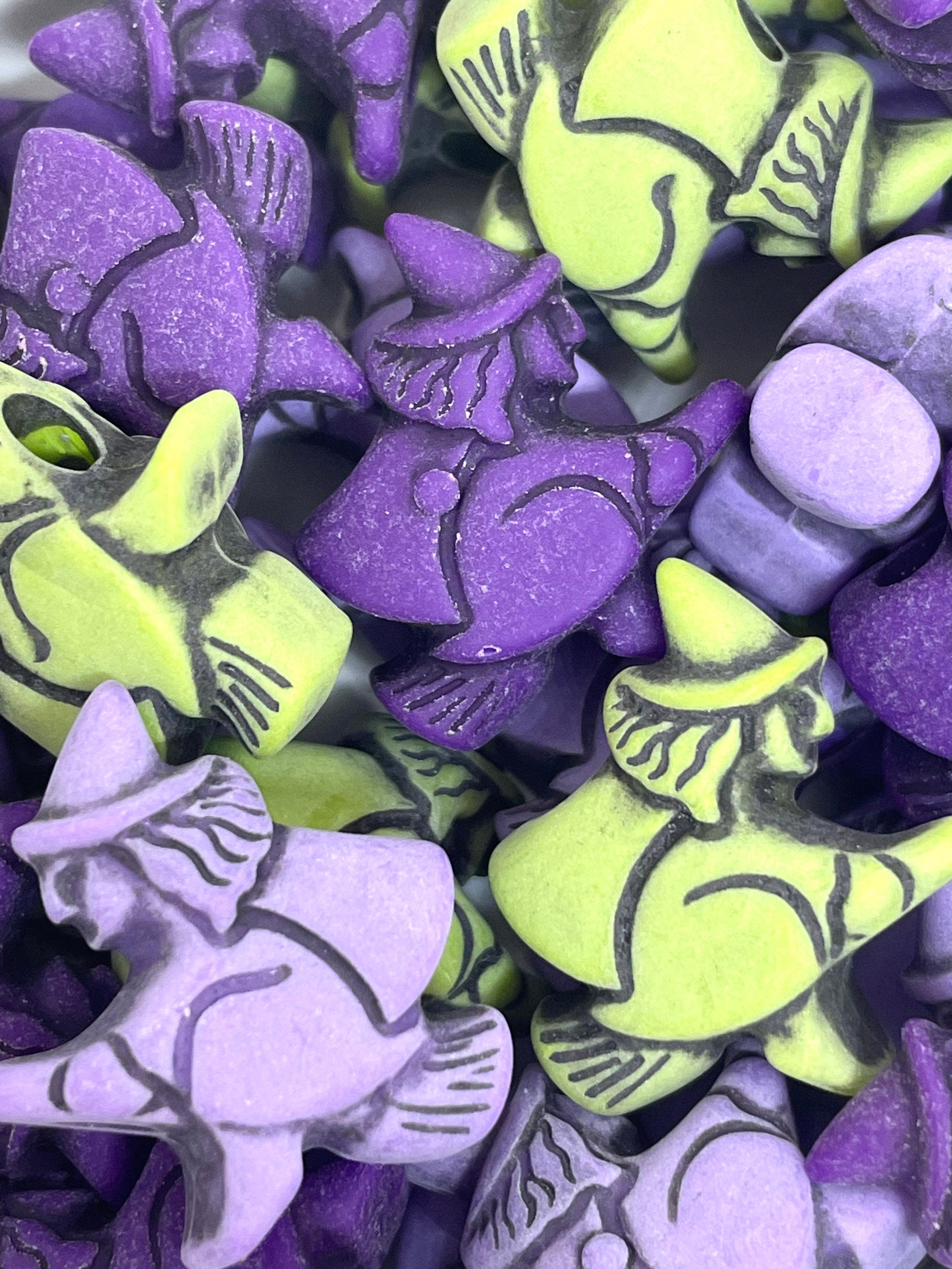 Halloween Witch Beads, Witch Aesthetic, Witch Charm, Pendant, Goth Beads, Pastel Goth, Cute Goth, Halloween Charms