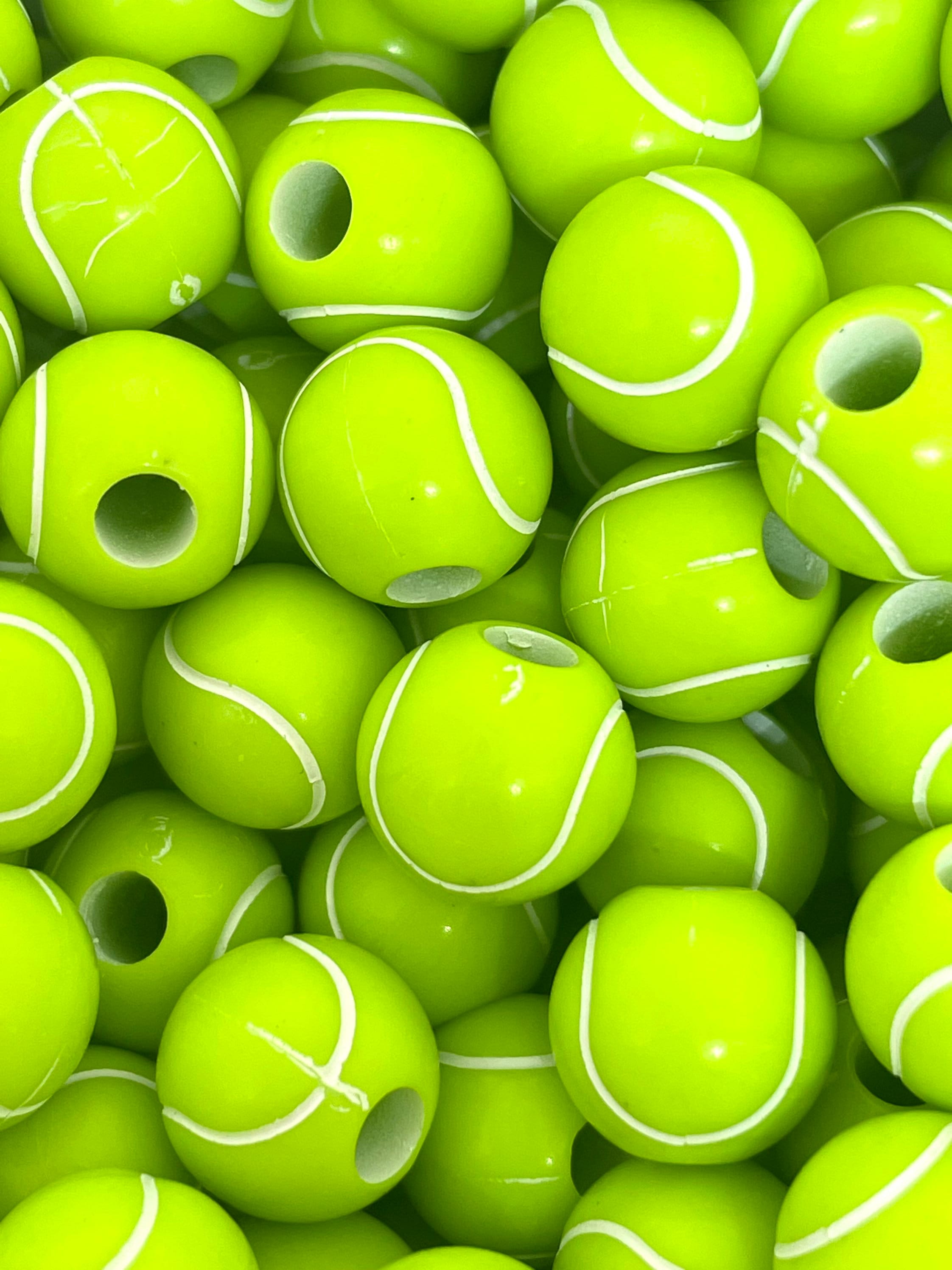 10mm Tennis Ball Beads, Tennis Charm, Sports Beads, Jewelry, Bracelet, Lime Green Themed