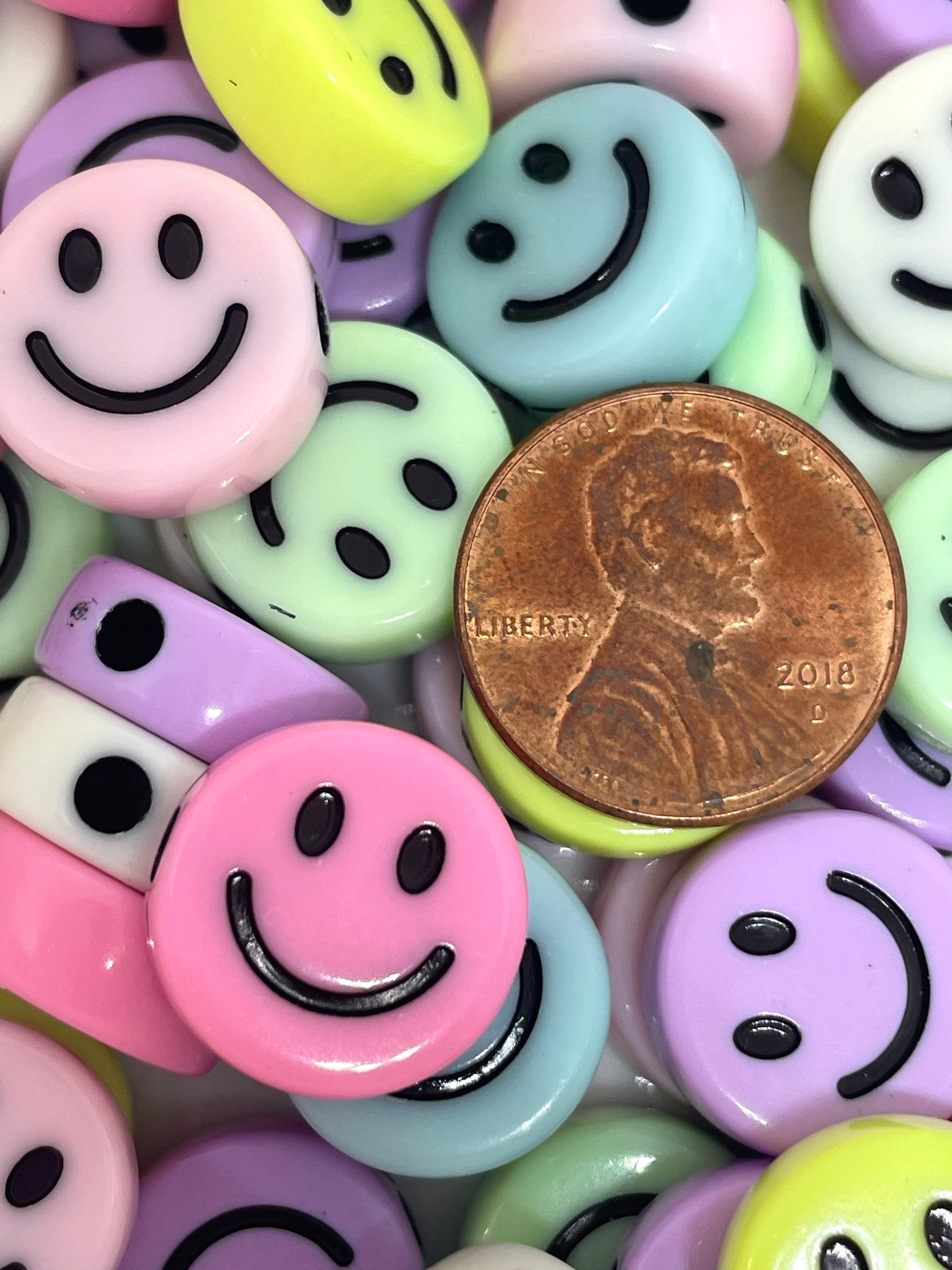 Pastel Smiley Face Beads, Emoji Charm, Happy Face Charm, Pendant, Pastel Beads