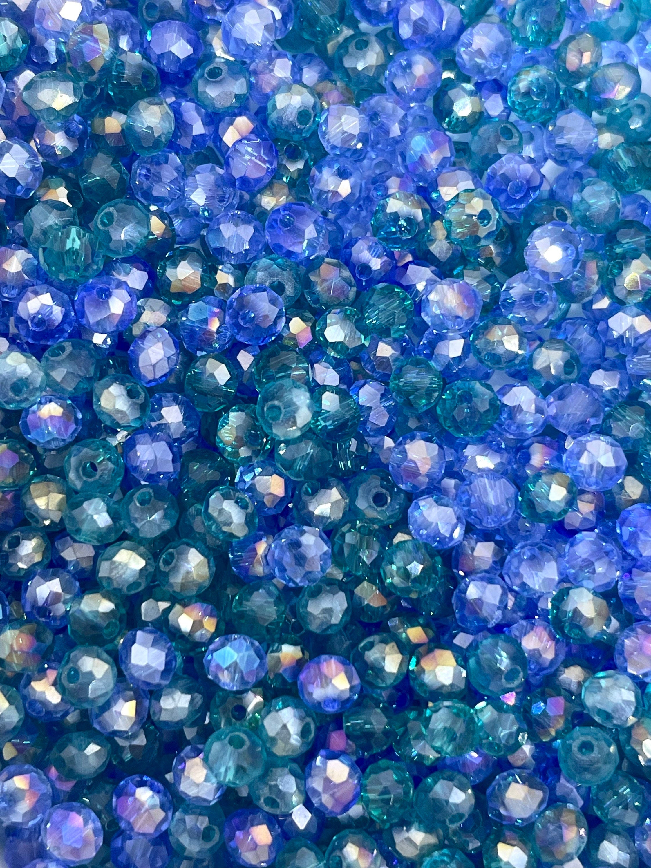 Tiny Faceted Blue Themed Bead Mix, Small Beads, Spacer Beads, Frozen Themed, Aqua Beads for Delicate Jewelry, Bracelet
