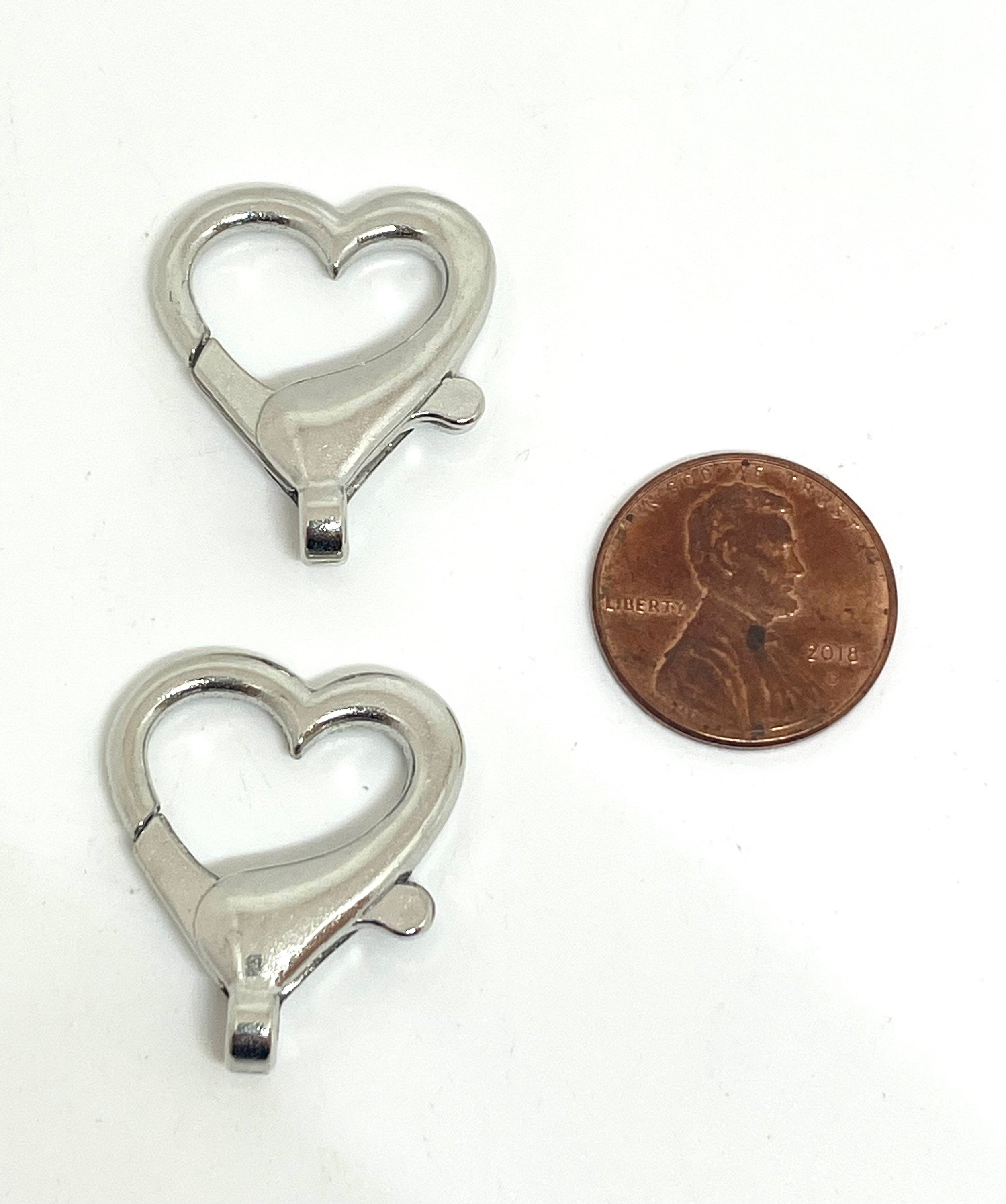 Gold Heart Lobster Clasp, Large Clasp for End Jewelry, Lobster Claw Clasp, Bracelet Findings, Fancy Clasp