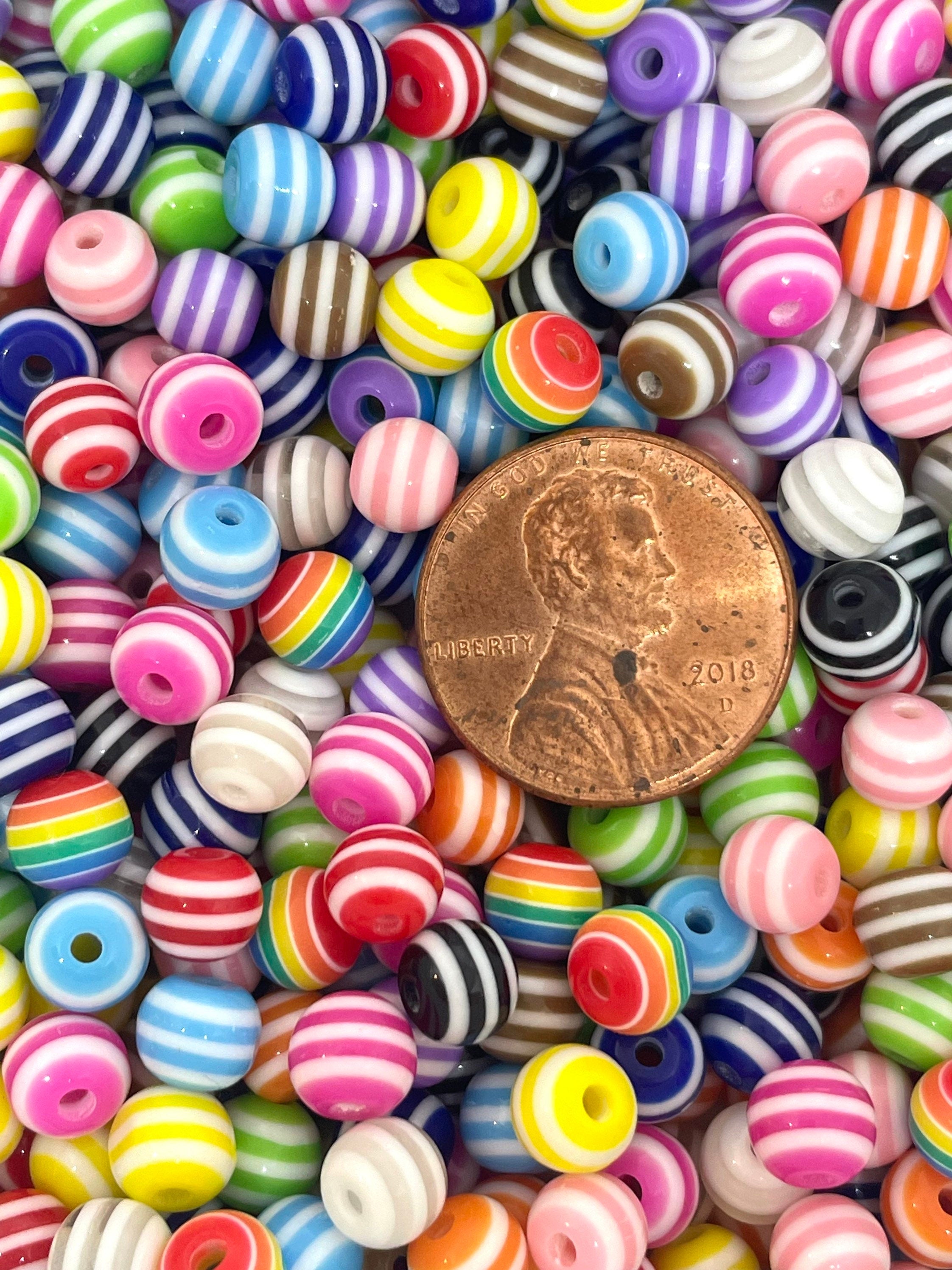 6mm Rainbow Striped Bead Mix
