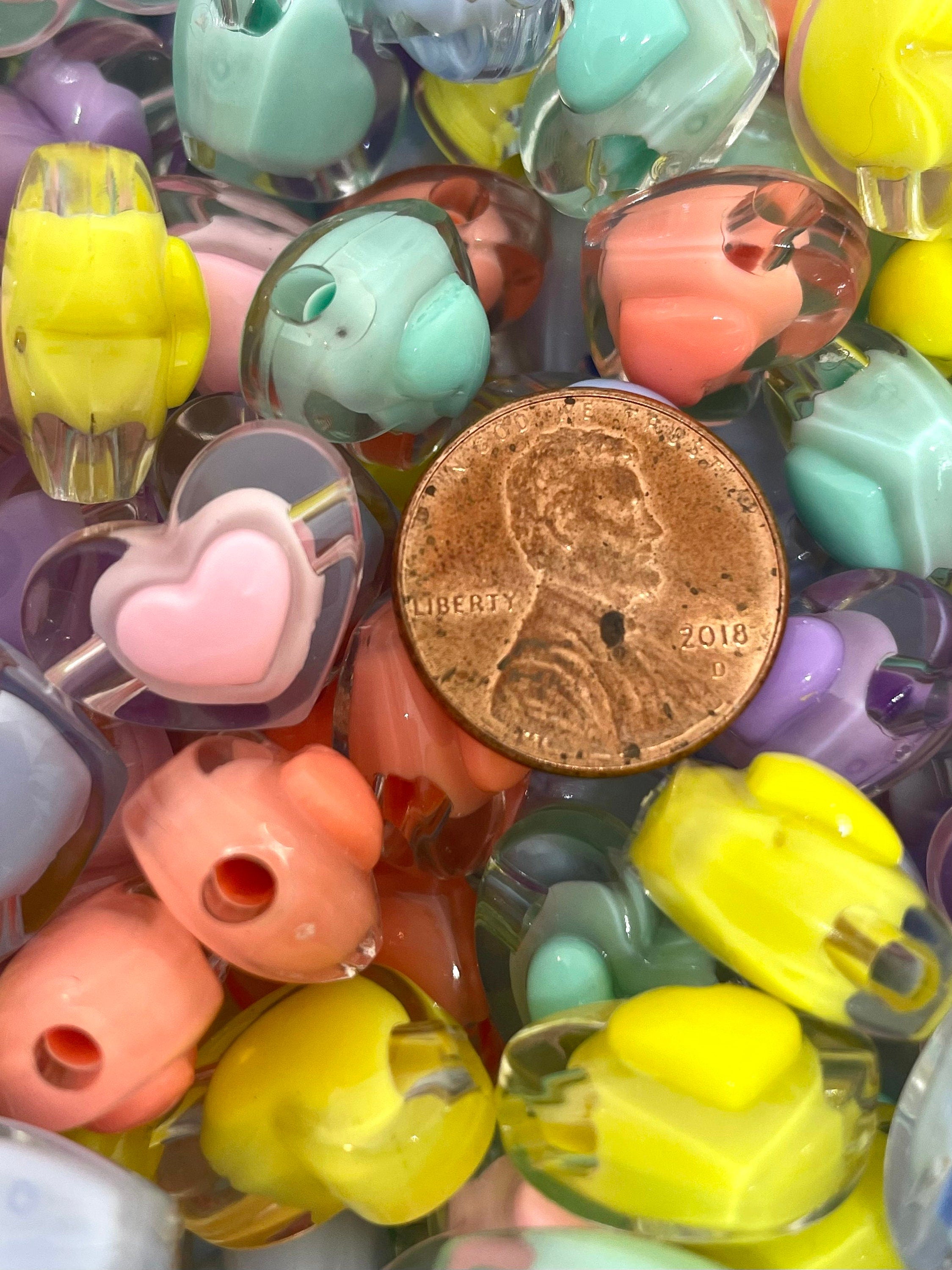 17mm Chunky Pastel Heart Beads