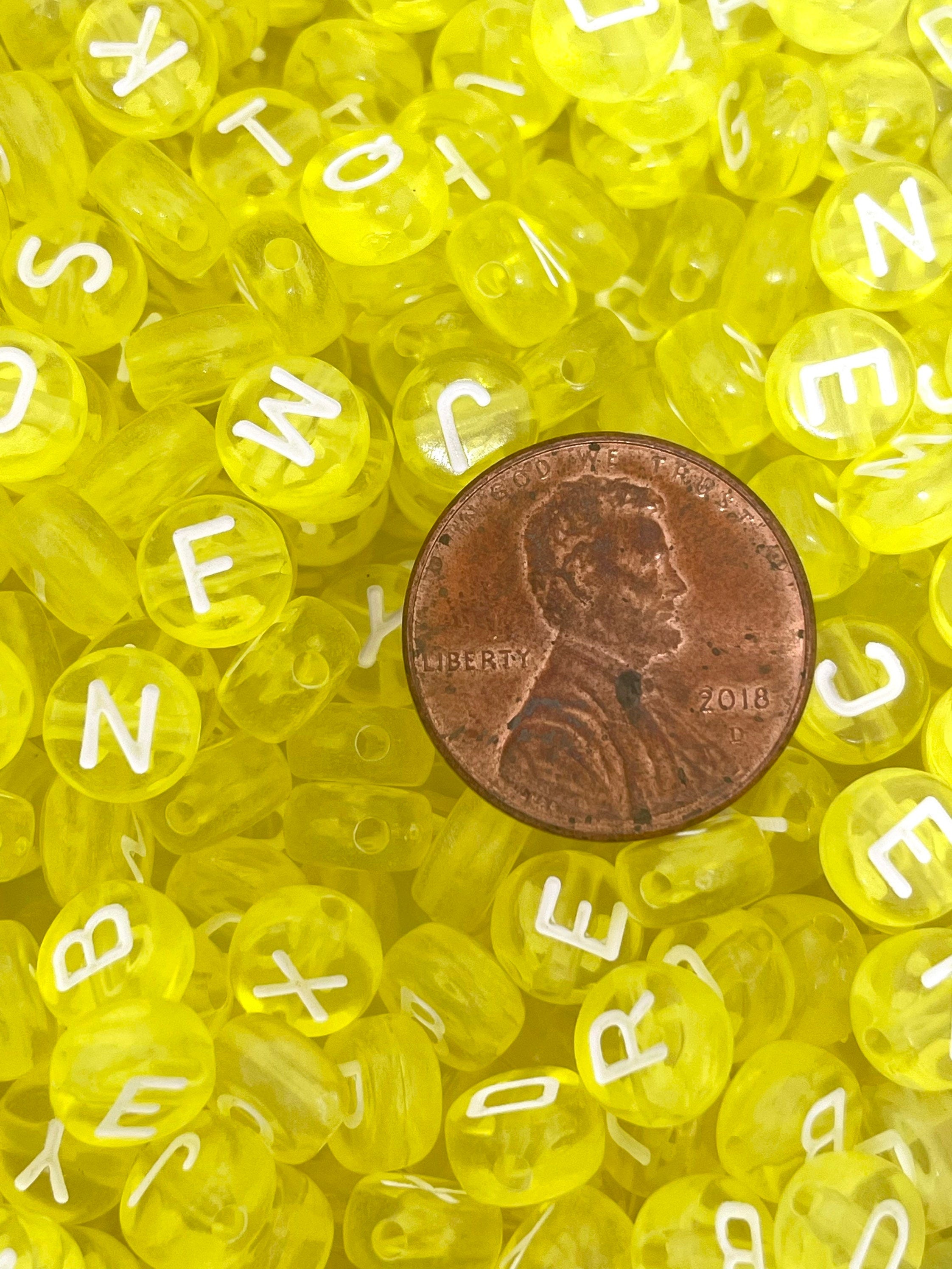 Bright Yellow Alphabet Beads, Yellow Letter Beads for Name Jewelry, Words, Initial Beads, ABC Beads, Alphabet Charm