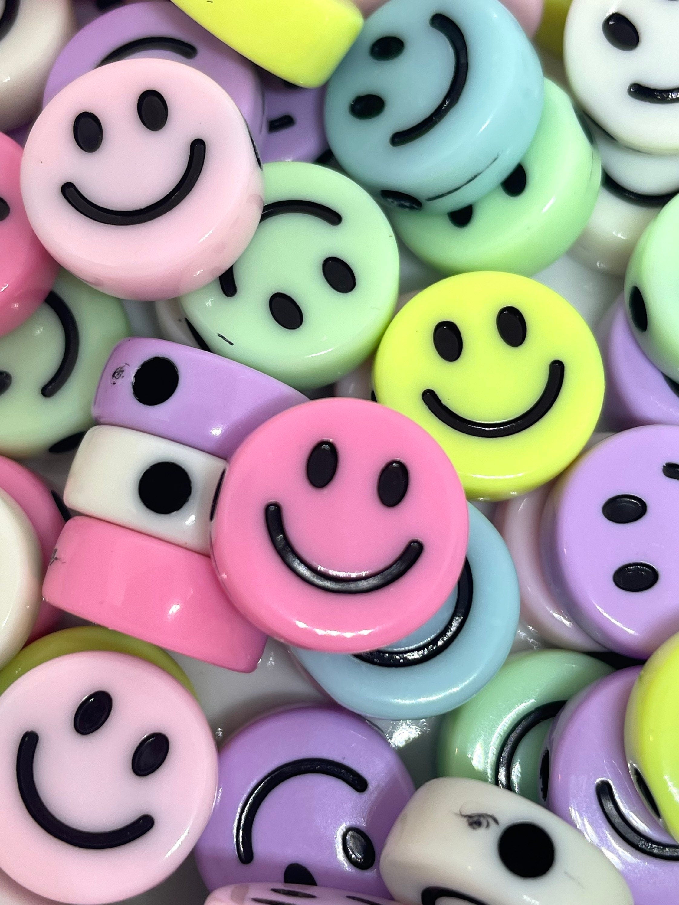 Pastel Smiley Face Beads, Emoji Charm, Happy Face Charm, Pendant, Pastel Beads