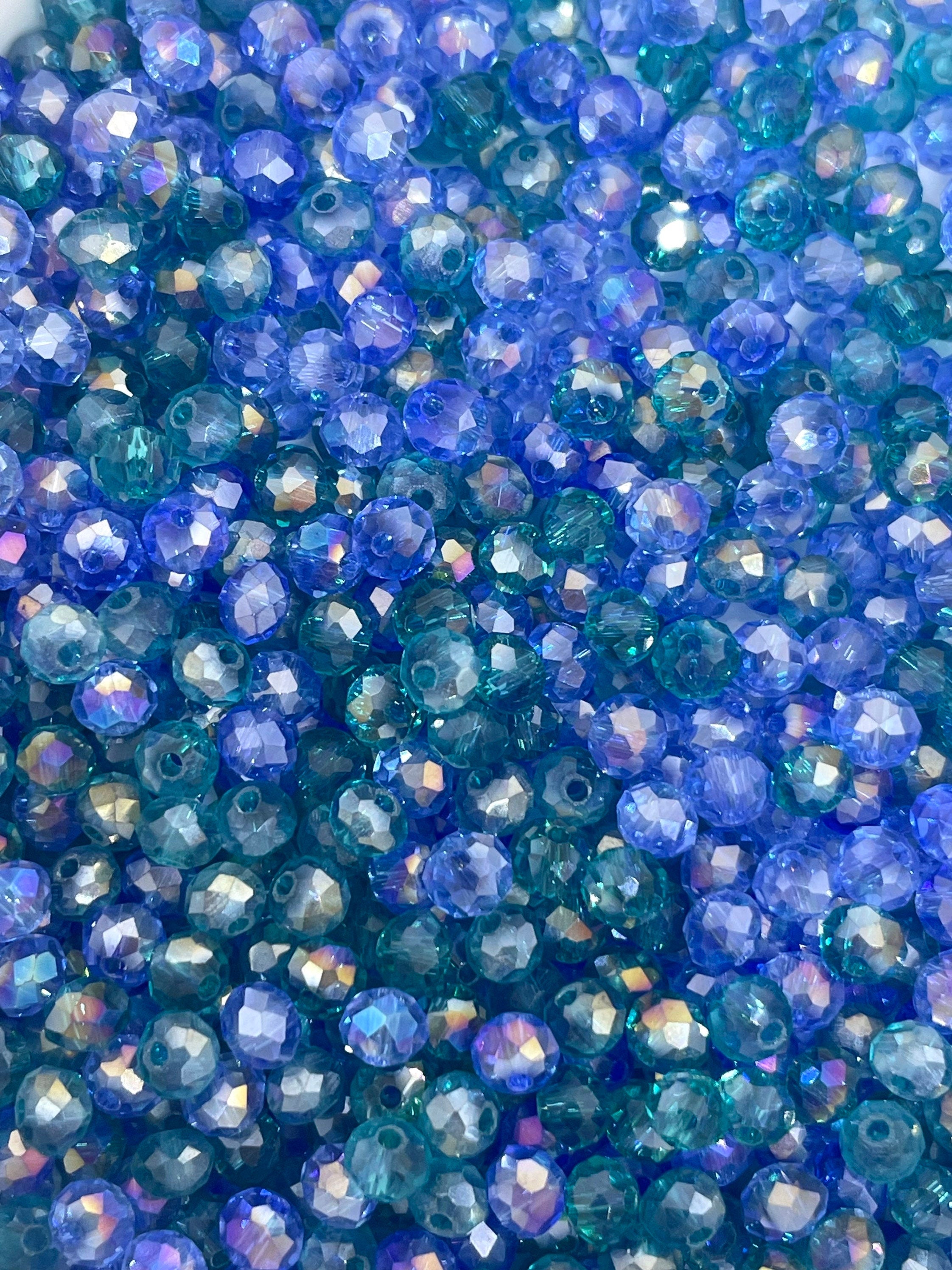 Tiny Faceted Blue Themed Bead Mix, Small Beads, Spacer Beads, Frozen Themed, Aqua Beads for Delicate Jewelry, Bracelet