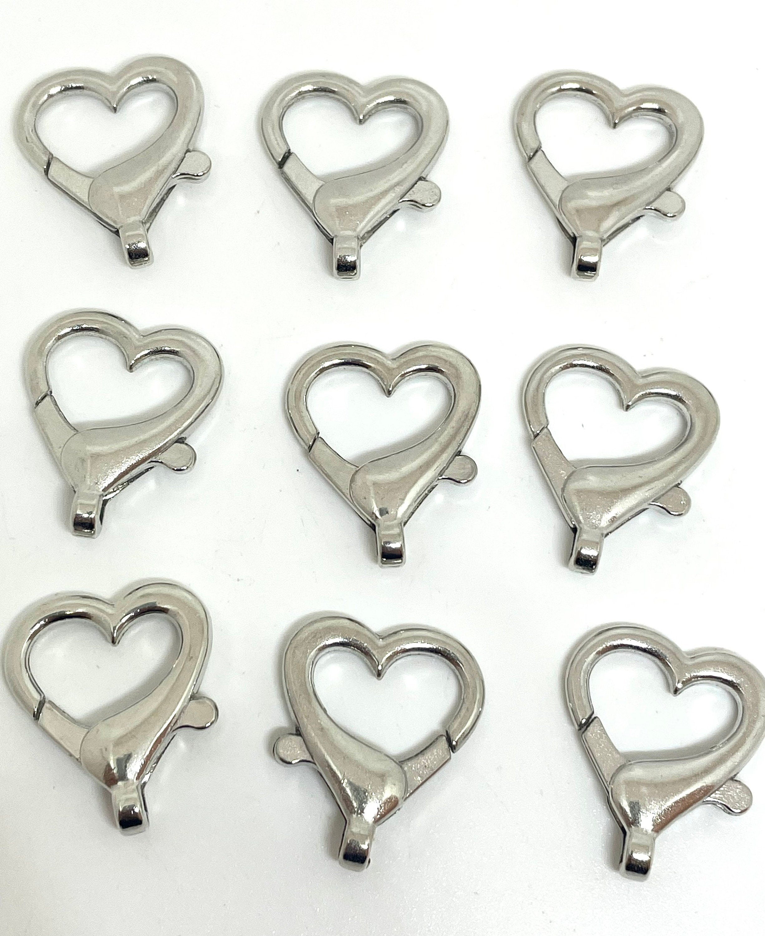 Gold Heart Lobster Clasp, Large Clasp for End Jewelry, Lobster Claw Clasp, Bracelet Findings, Fancy Clasp