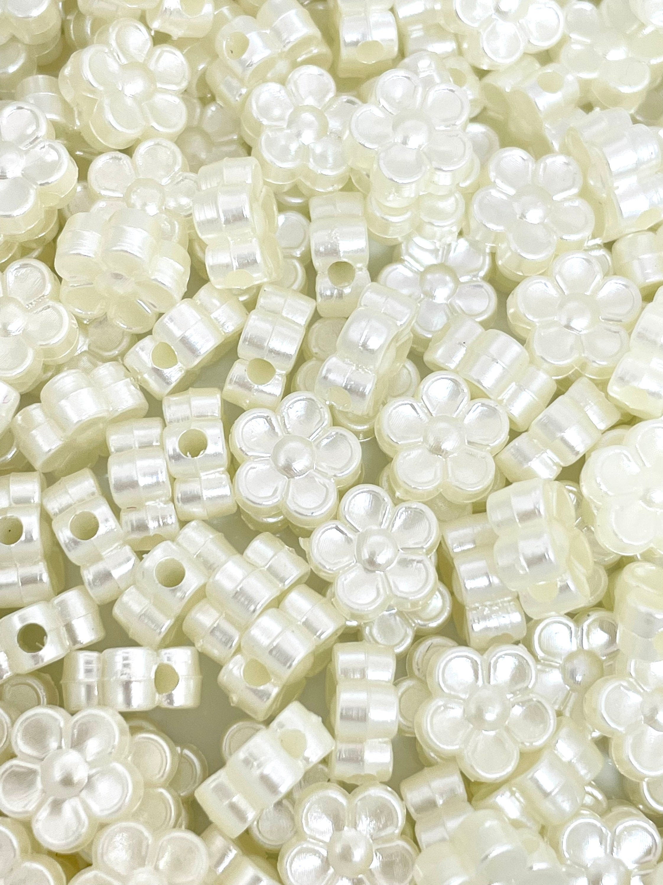 9mm Ivory Flower Beads, Flower Charm, Pearl Style Beads, Elegant Beads, Dolly Kei