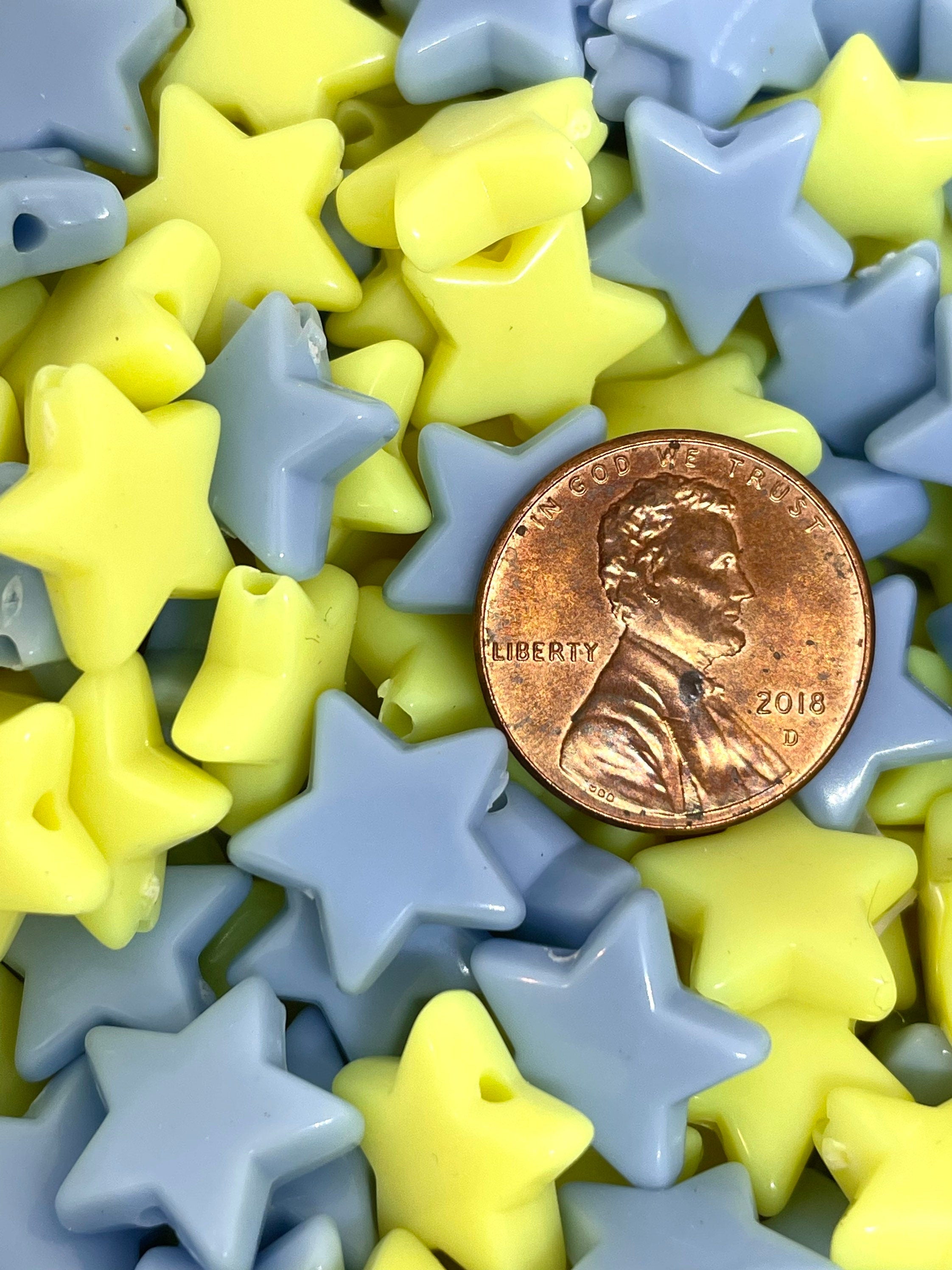 Twinkle Twinkle Star Bead Mix, Light Blue and Yellow Star Bead Set, Star Shaped Beads for Bracelet, Strap, Necklace