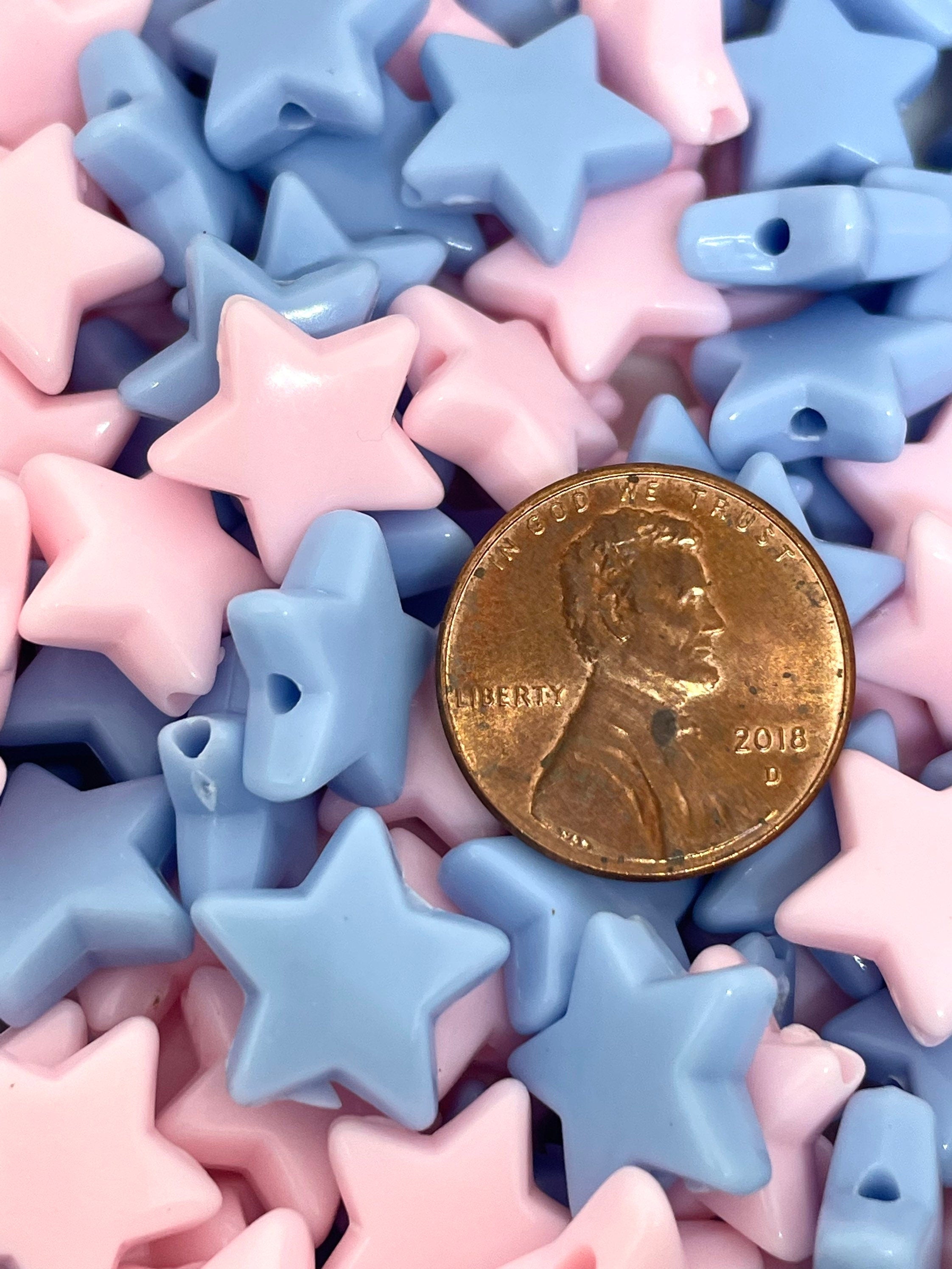 Pastel Periwinkle and Light Pink Star Bead Variety, Star Shaped Beads for Necklace, Bracelet
