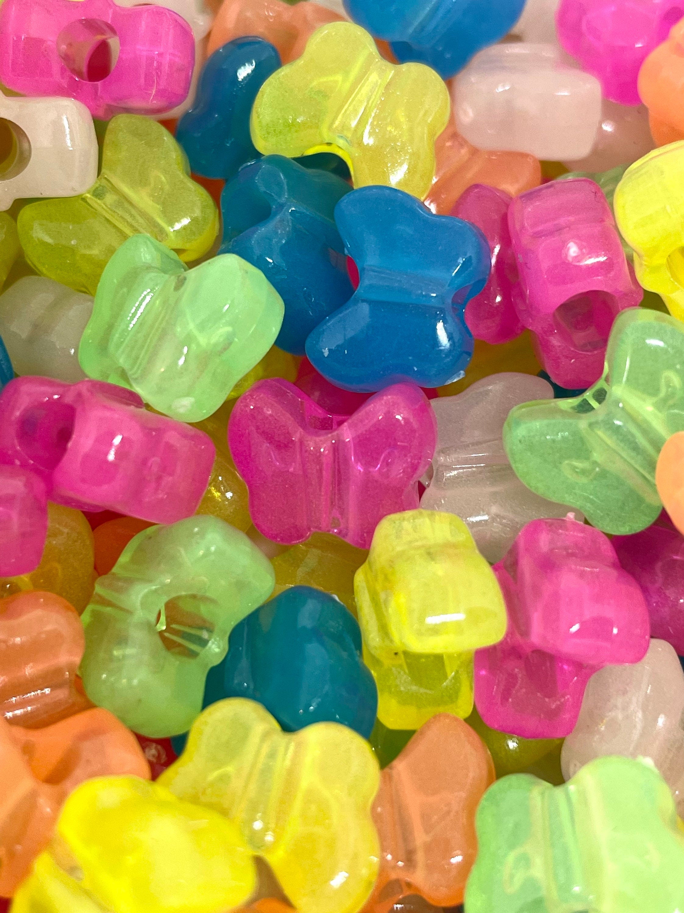 Neon Butterfly Bead Soup, Bead Mix, Rave Beads, Kandi Beads, Pony Bead Mix, Insect Beads, Charms, EDC Beads