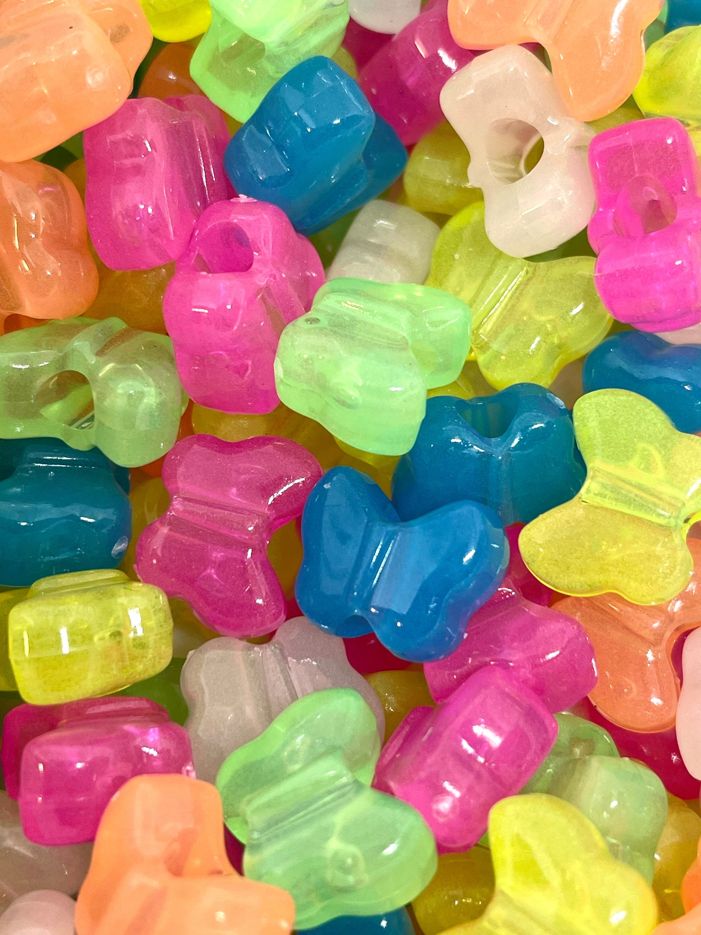 Neon Butterfly Bead Soup, Bead Mix, Rave Beads, Kandi Beads, Pony Bead Mix, Insect Beads, Charms, EDC Beads