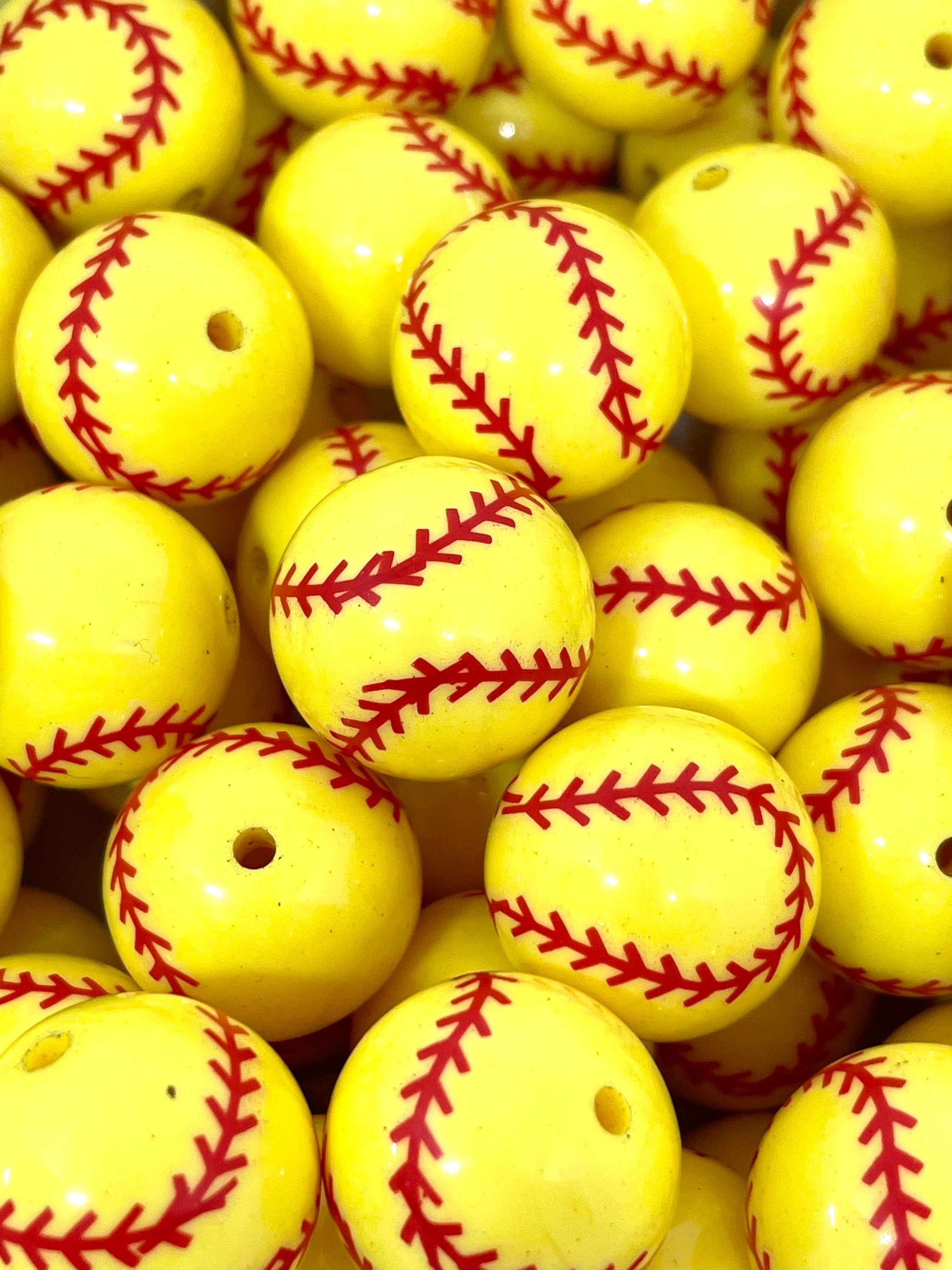 20mm Chunky Softball Beads, Sports Beads