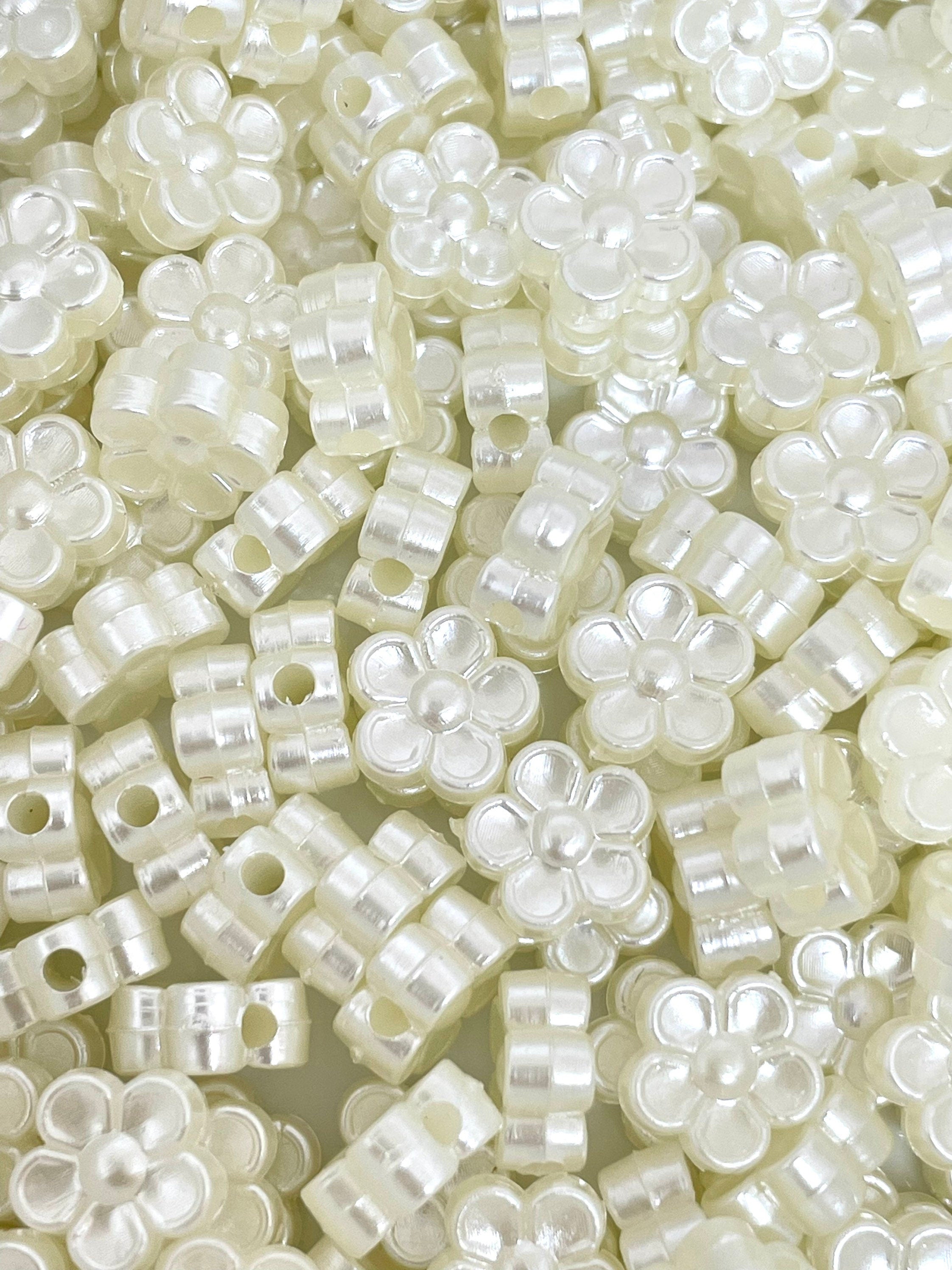 9mm Ivory Flower Beads, Flower Charm, Pearl Style Beads, Elegant Beads, Dolly Kei