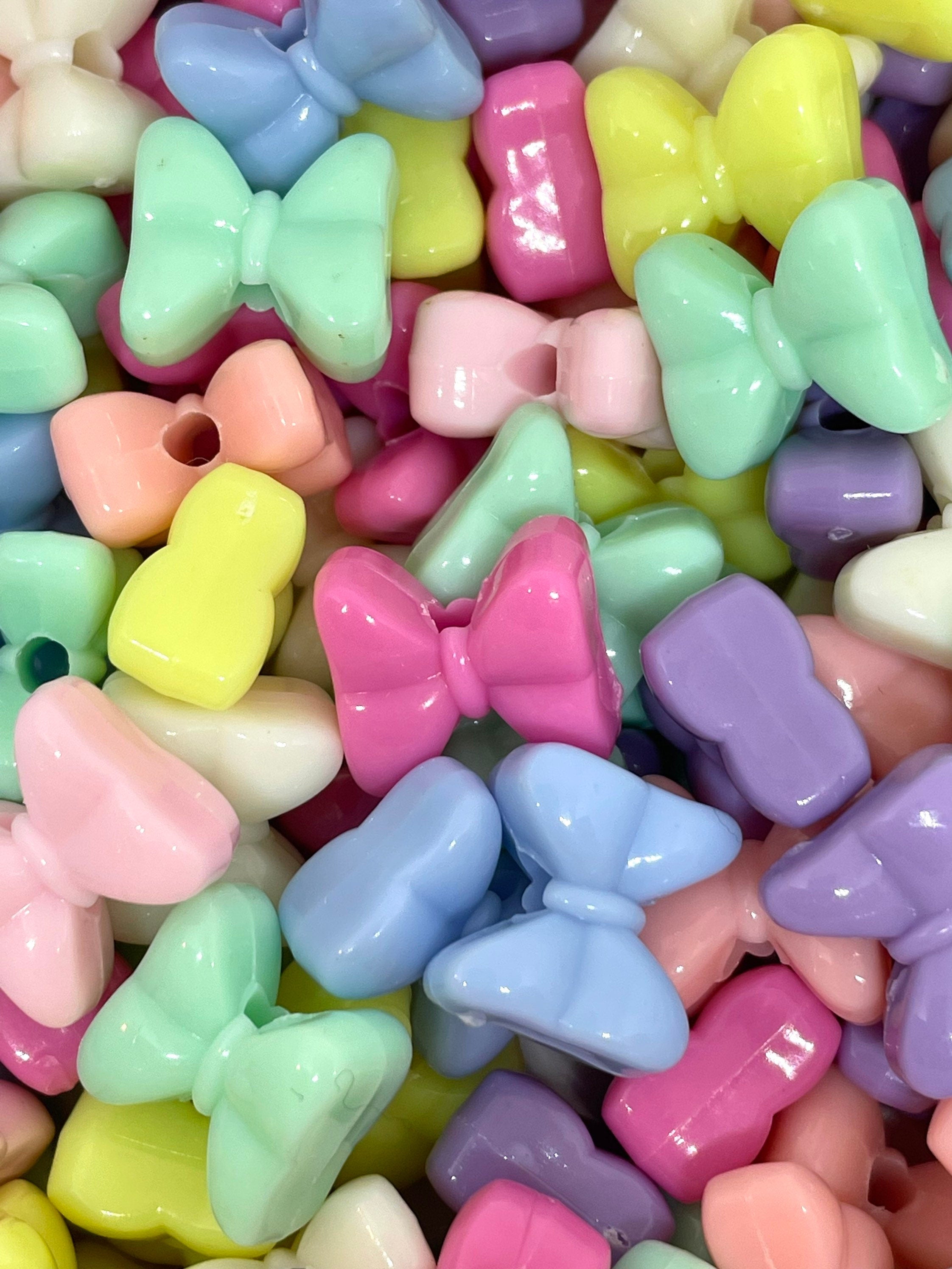 Kawaii Pastel Bow Spacer Beads, DIY Pastel Beads