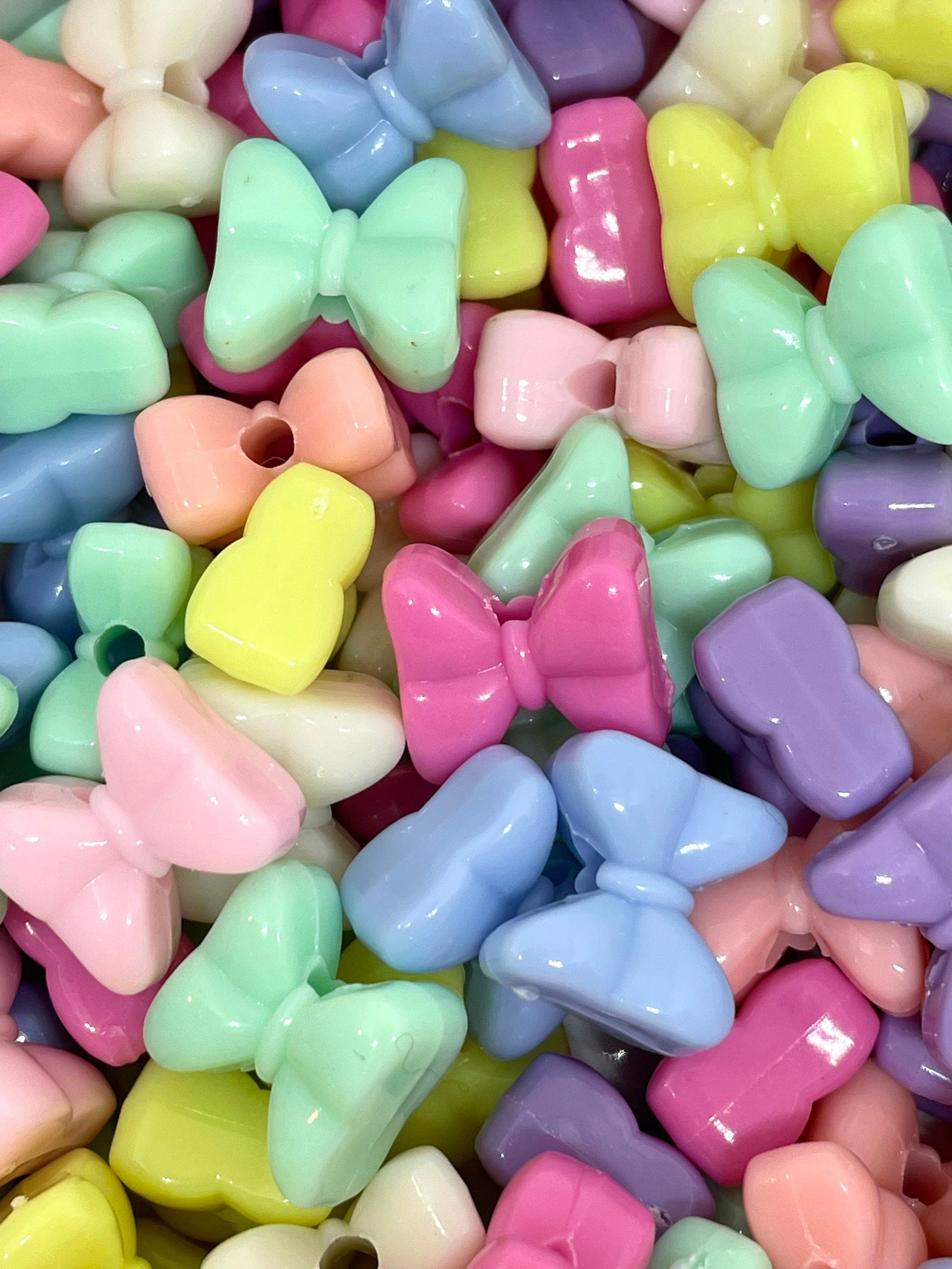 Kawaii Pastel Bow Spacer Beads, DIY Pastel Beads