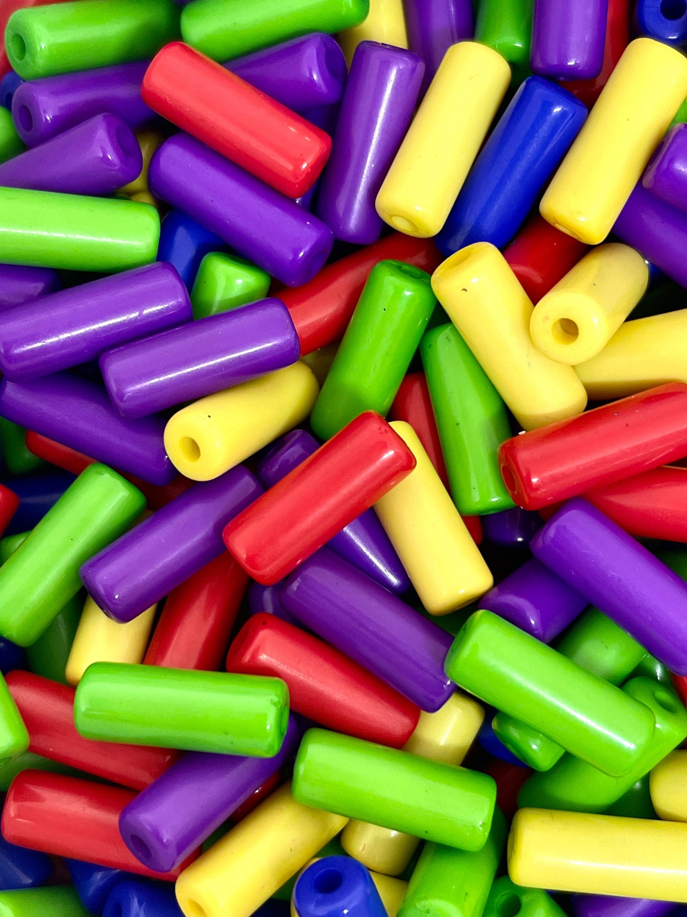 Rainbow Colored Sprinkle Beads, Bright Colored Tube Beads, Beads for Costume, Cosplay