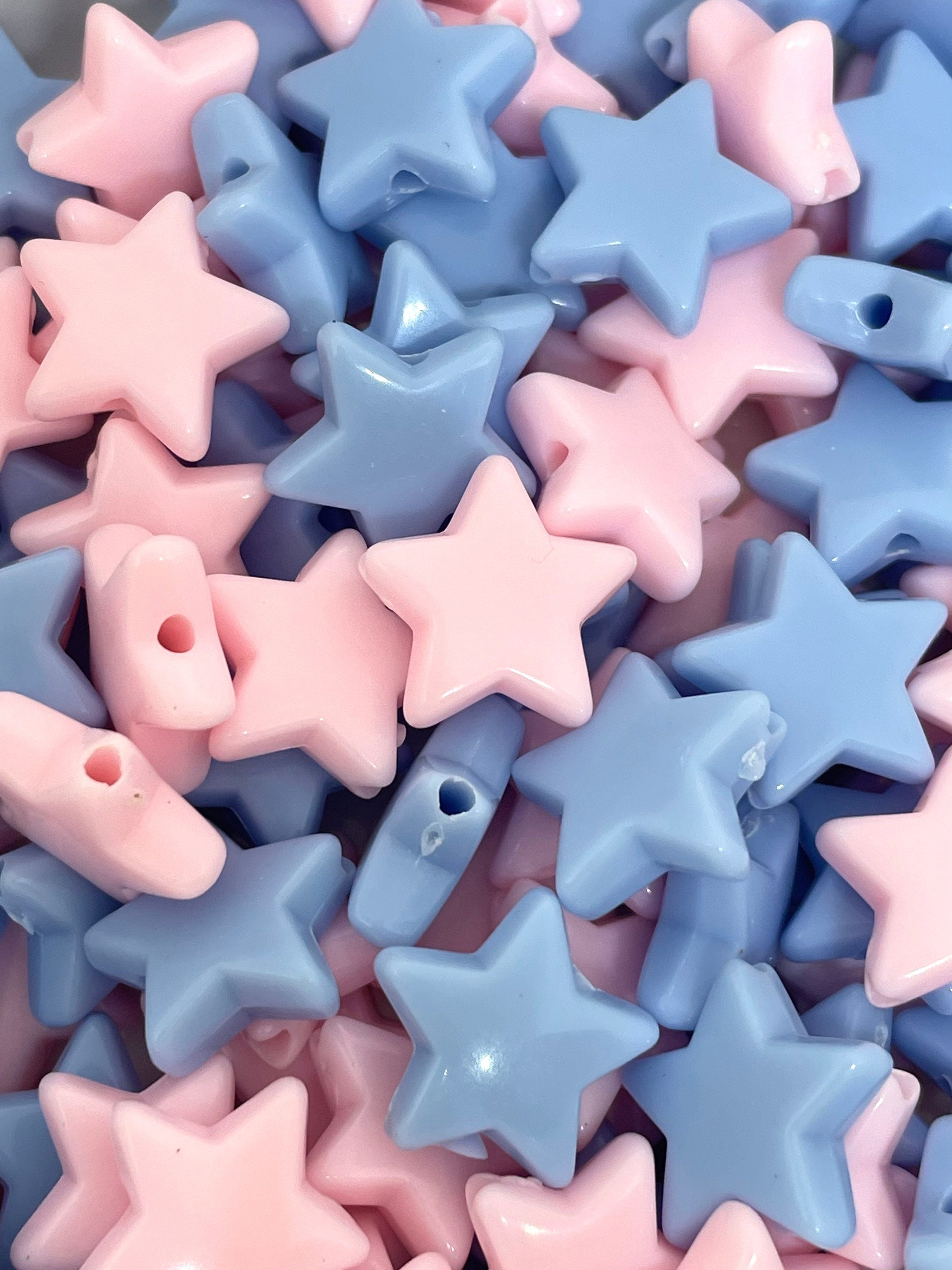 Pastel Periwinkle and Light Pink Star Bead Variety, Star Shaped Beads for Necklace, Bracelet