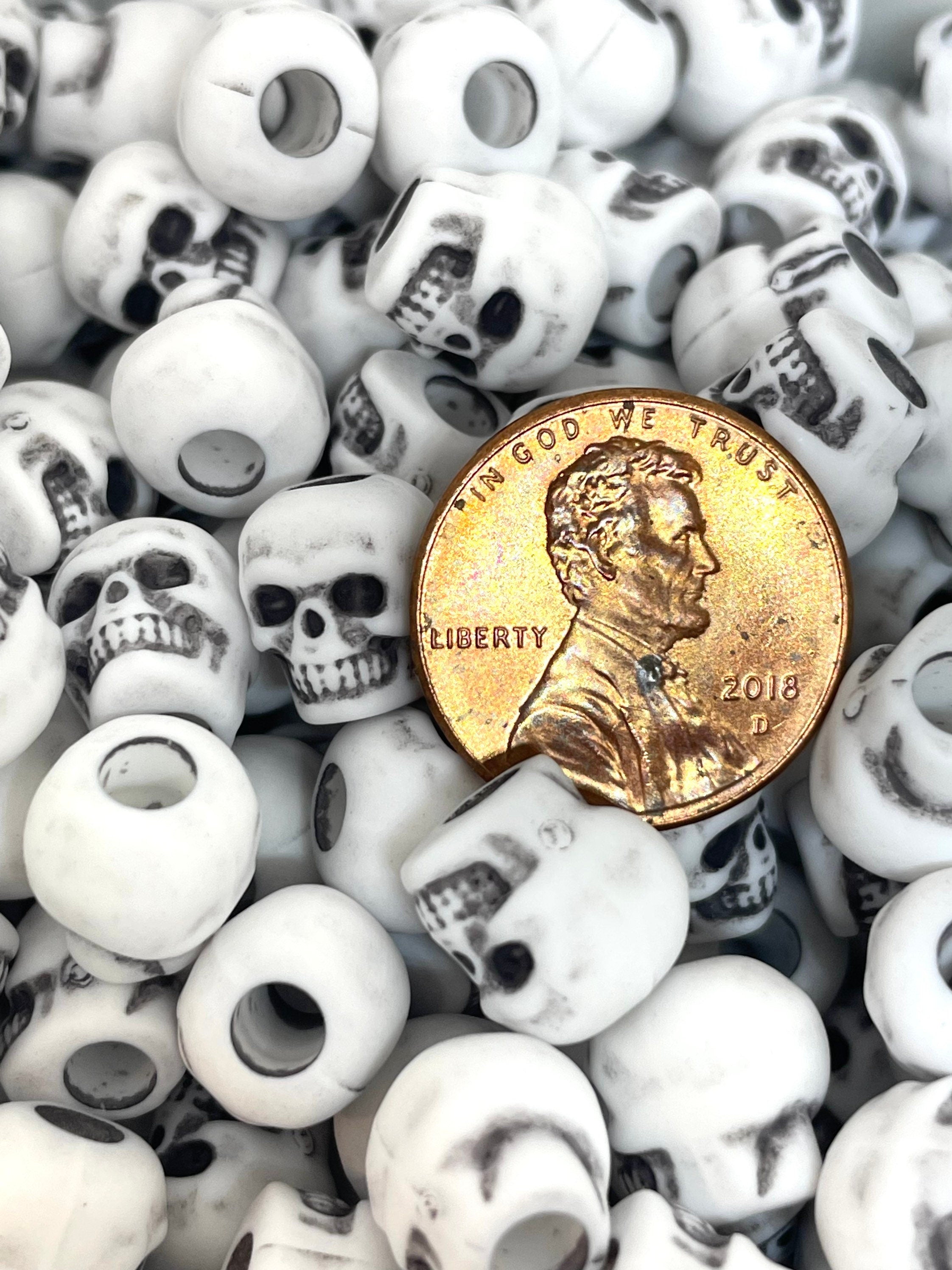 Spooky White Skull Beads for Halloween, Gothic Jewelry, Gothic Lolita, Skeleton Beads, Charms