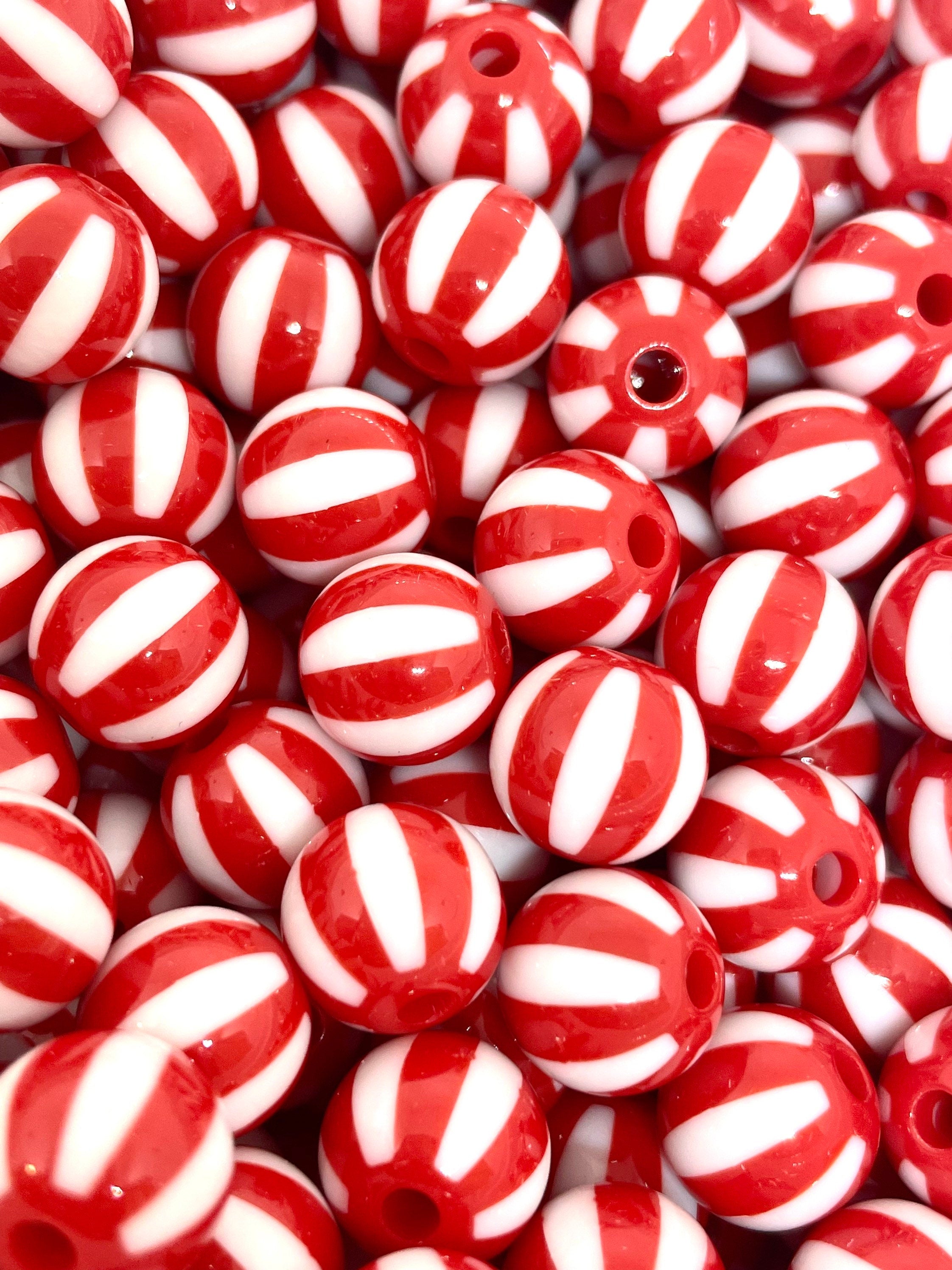 12mm Christmas Candy Cane Beads