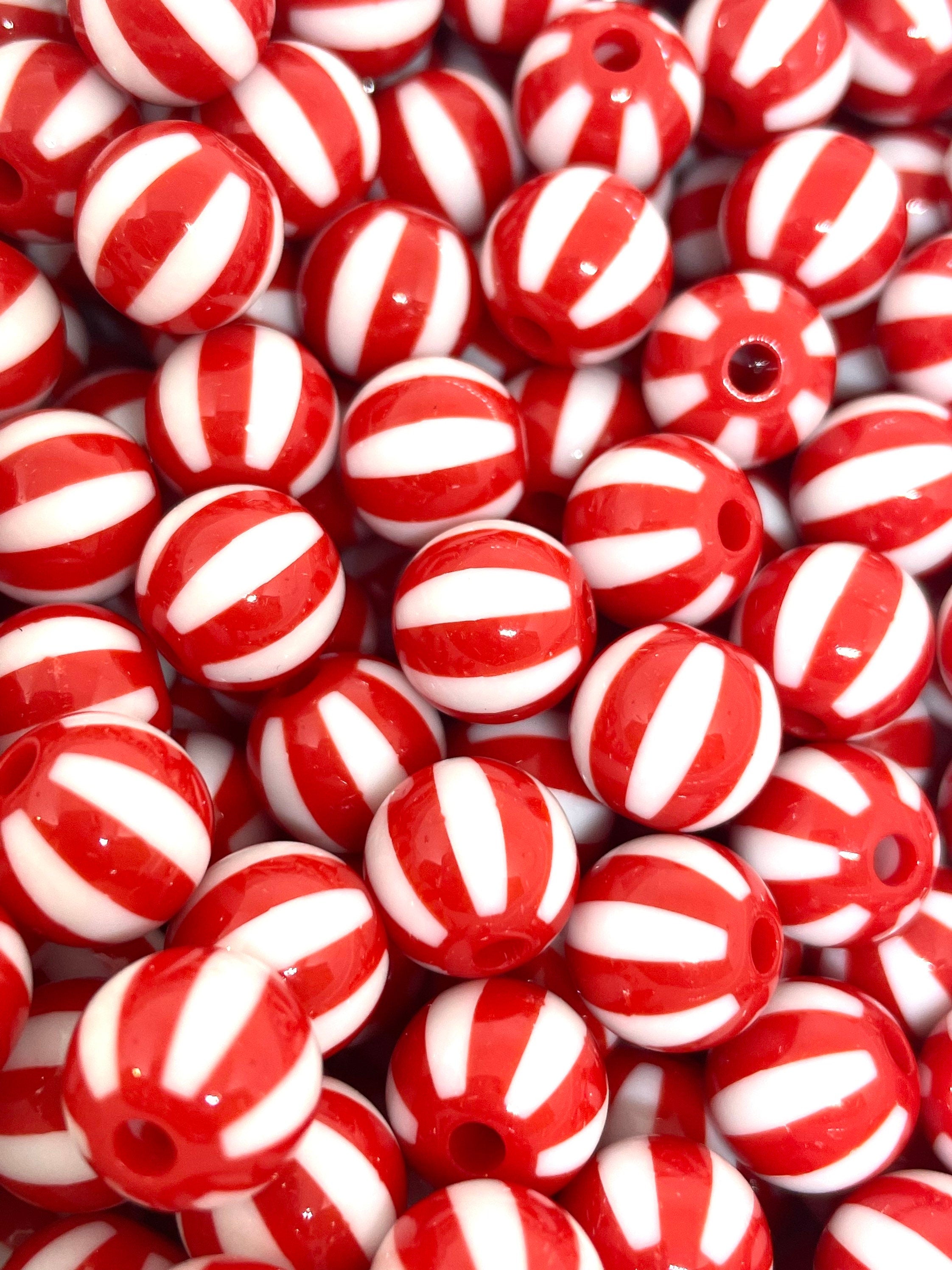 12mm Christmas Candy Cane Beads