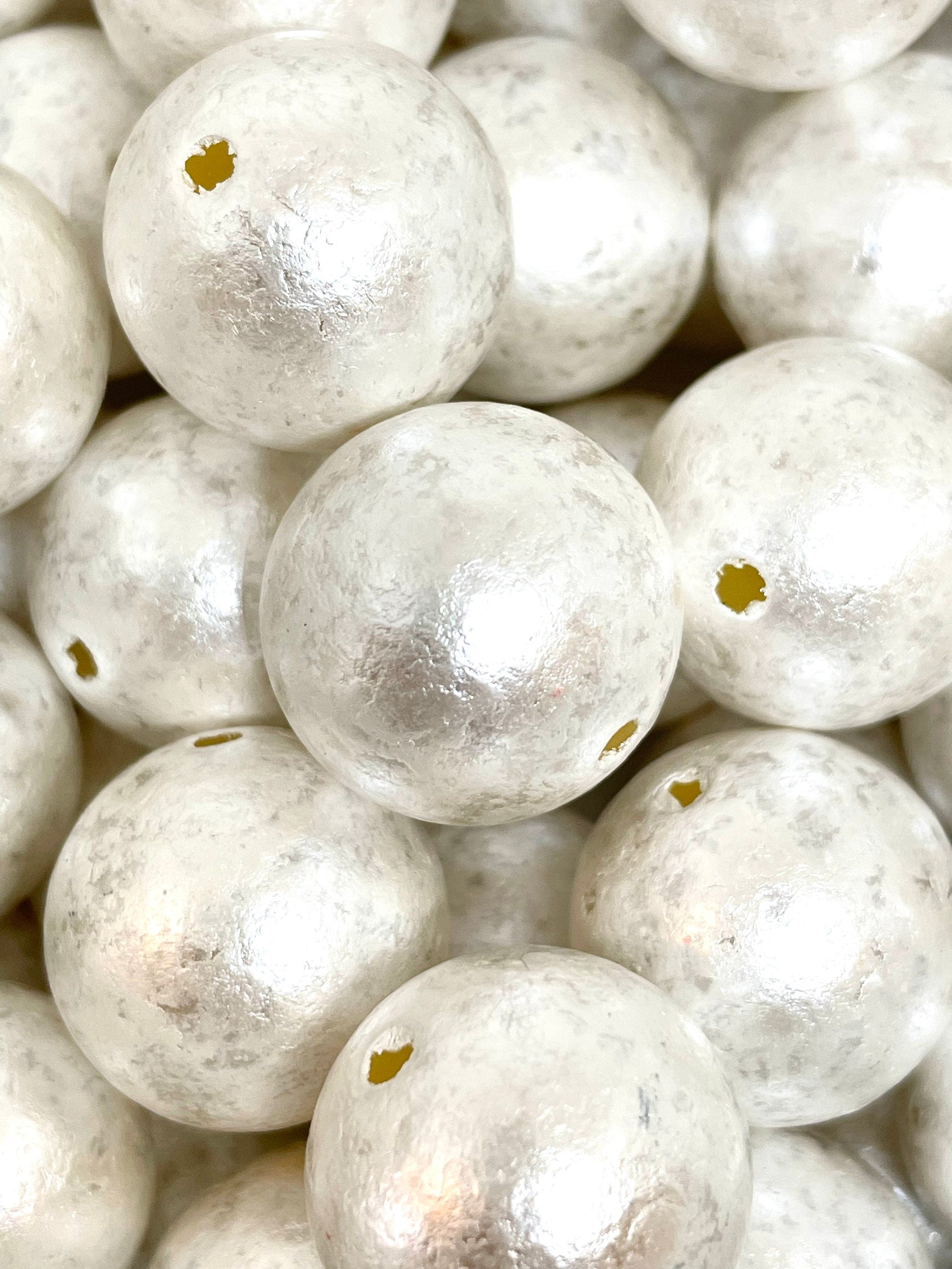 20mm Chunky Textured White Pearl Beads