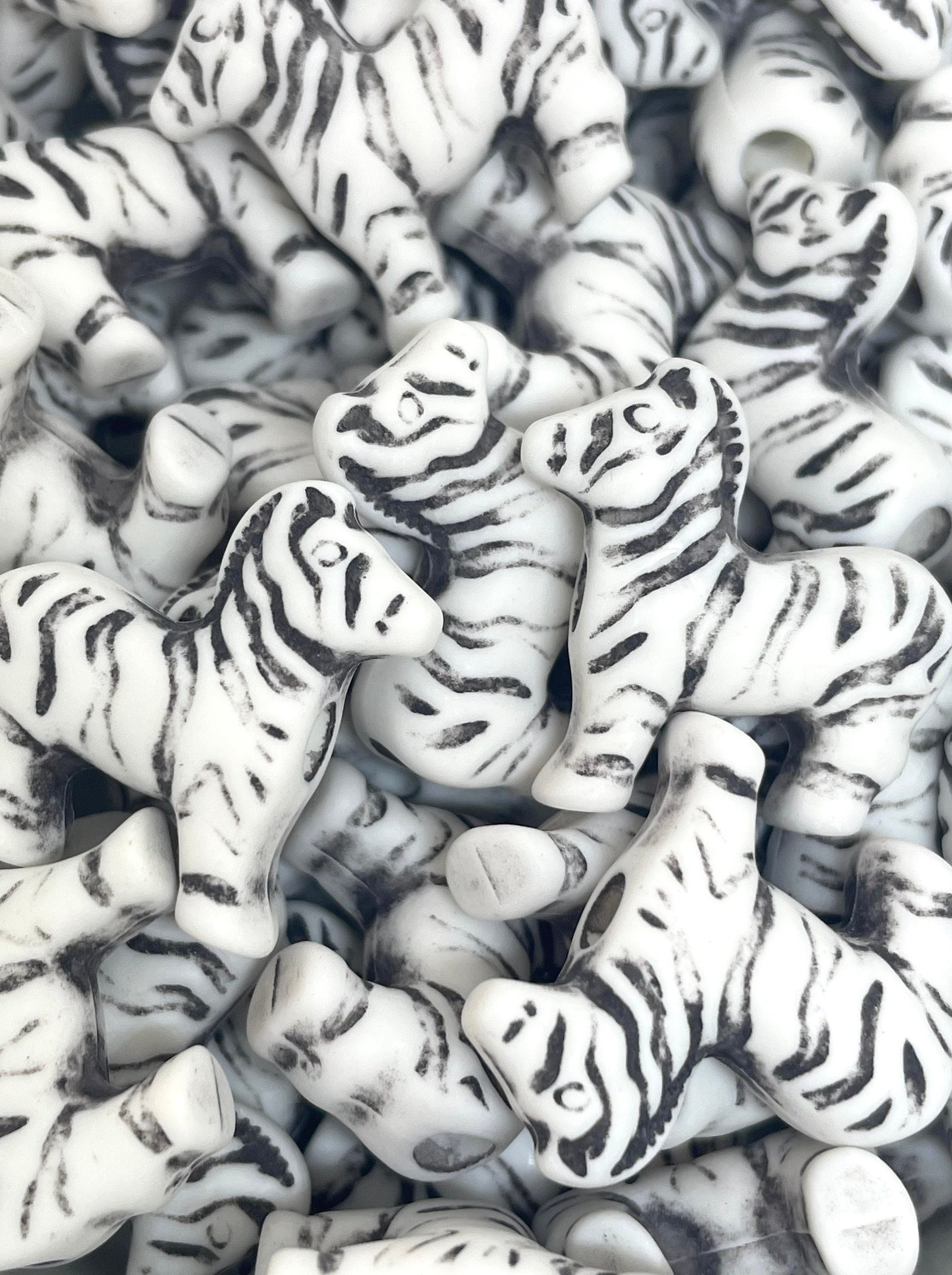 Black and White Antique Style Zebra Beads for Jewelry Making, Bead Party, Zebra Charm, Animal Beads, Charms, Pendants
