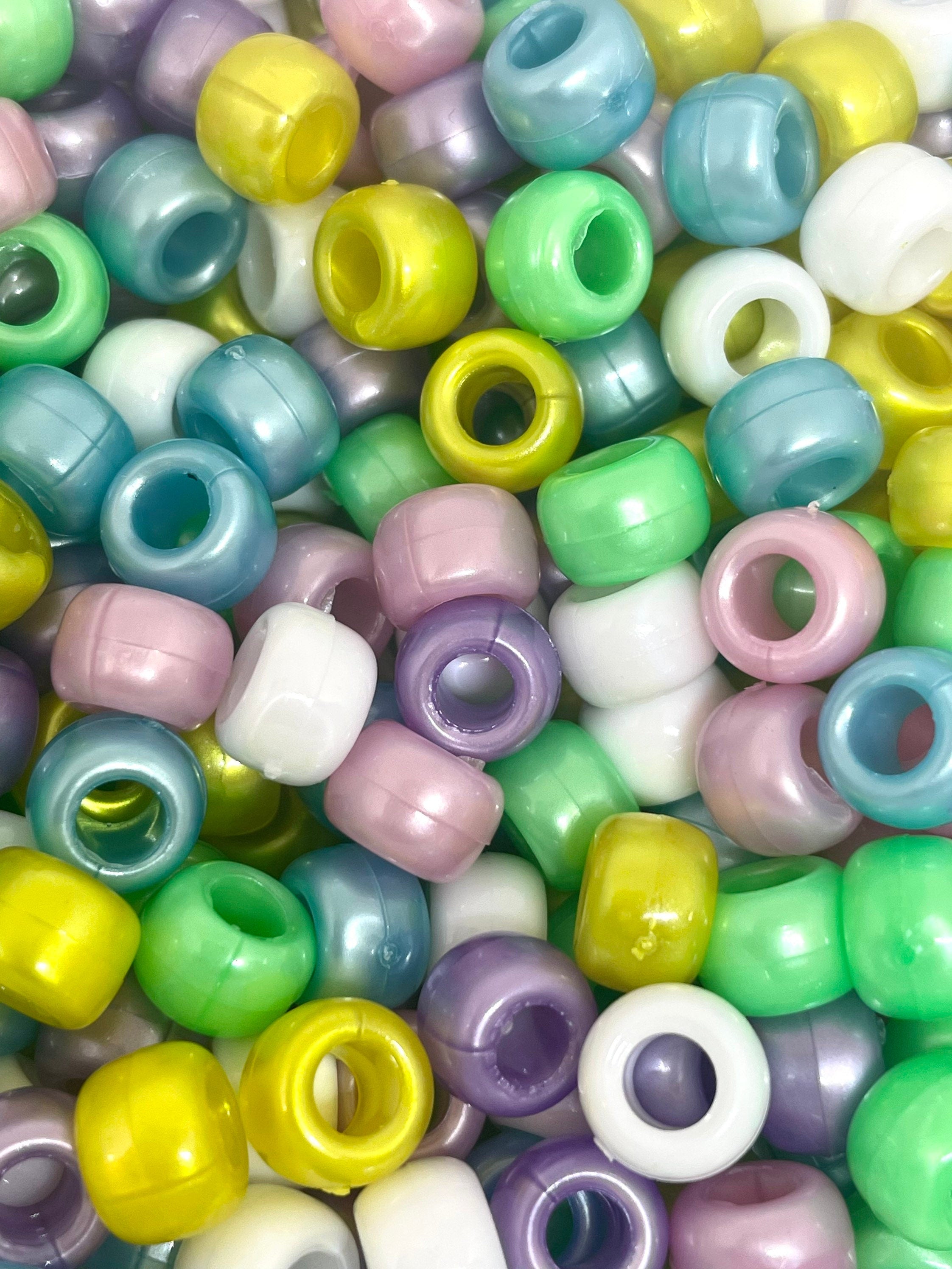 Pearl Pastel Beads, Easter Themed Pony Beads, Barrel beads, Kandi Beads