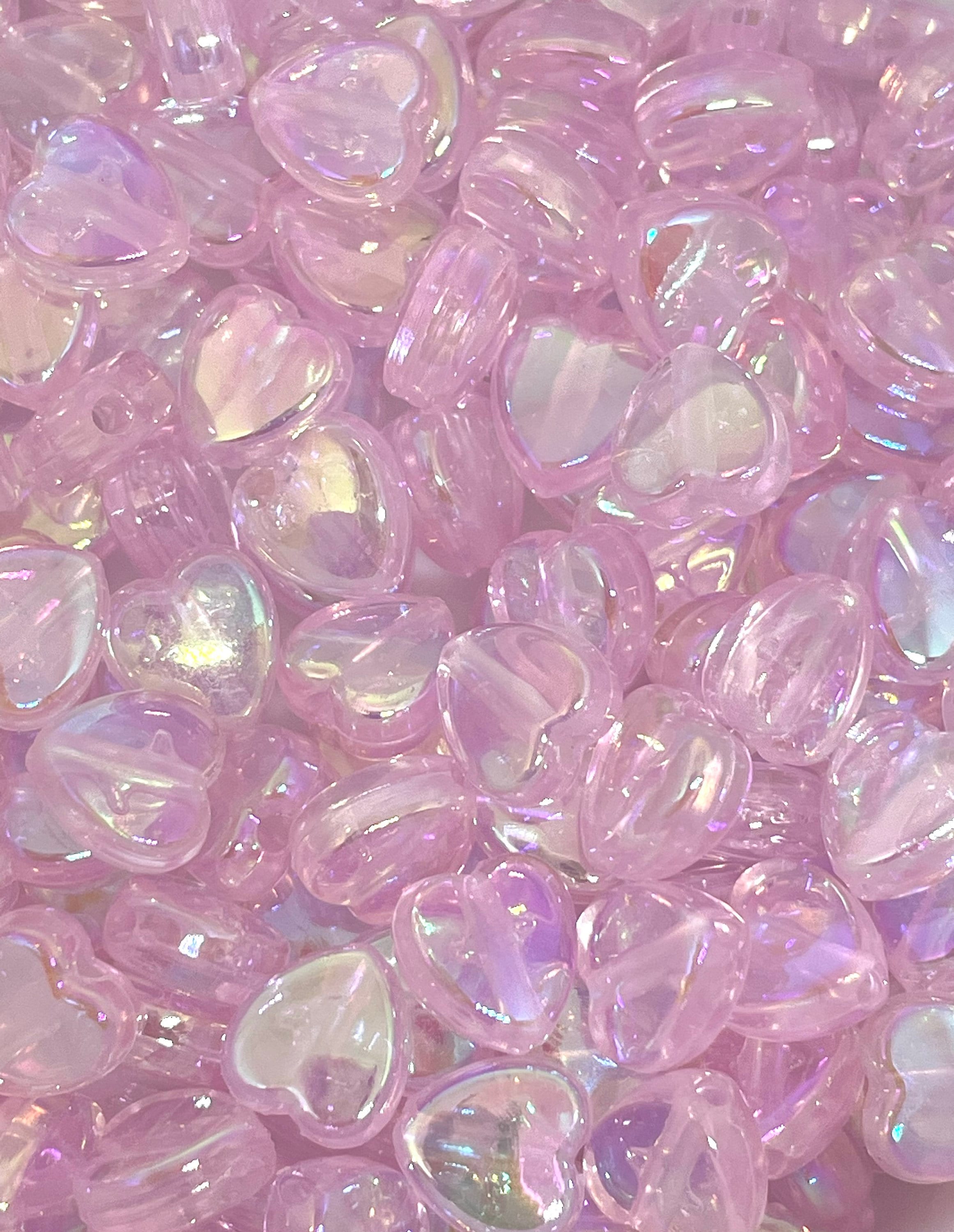 Pink Heart Beads for Bracelet, Pink Beads, 8mm Beads, Clear Beads for Bracelet, Pink Beads for Jewelry, Heart Beads Pink