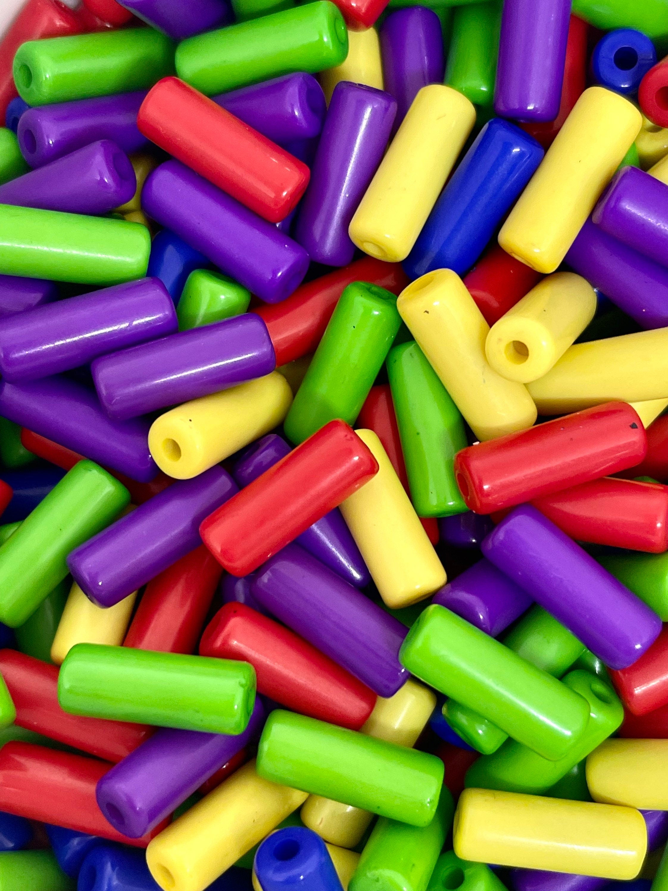 Rainbow Colored Sprinkle Beads, Bright Colored Tube Beads, Beads for Costume, Cosplay