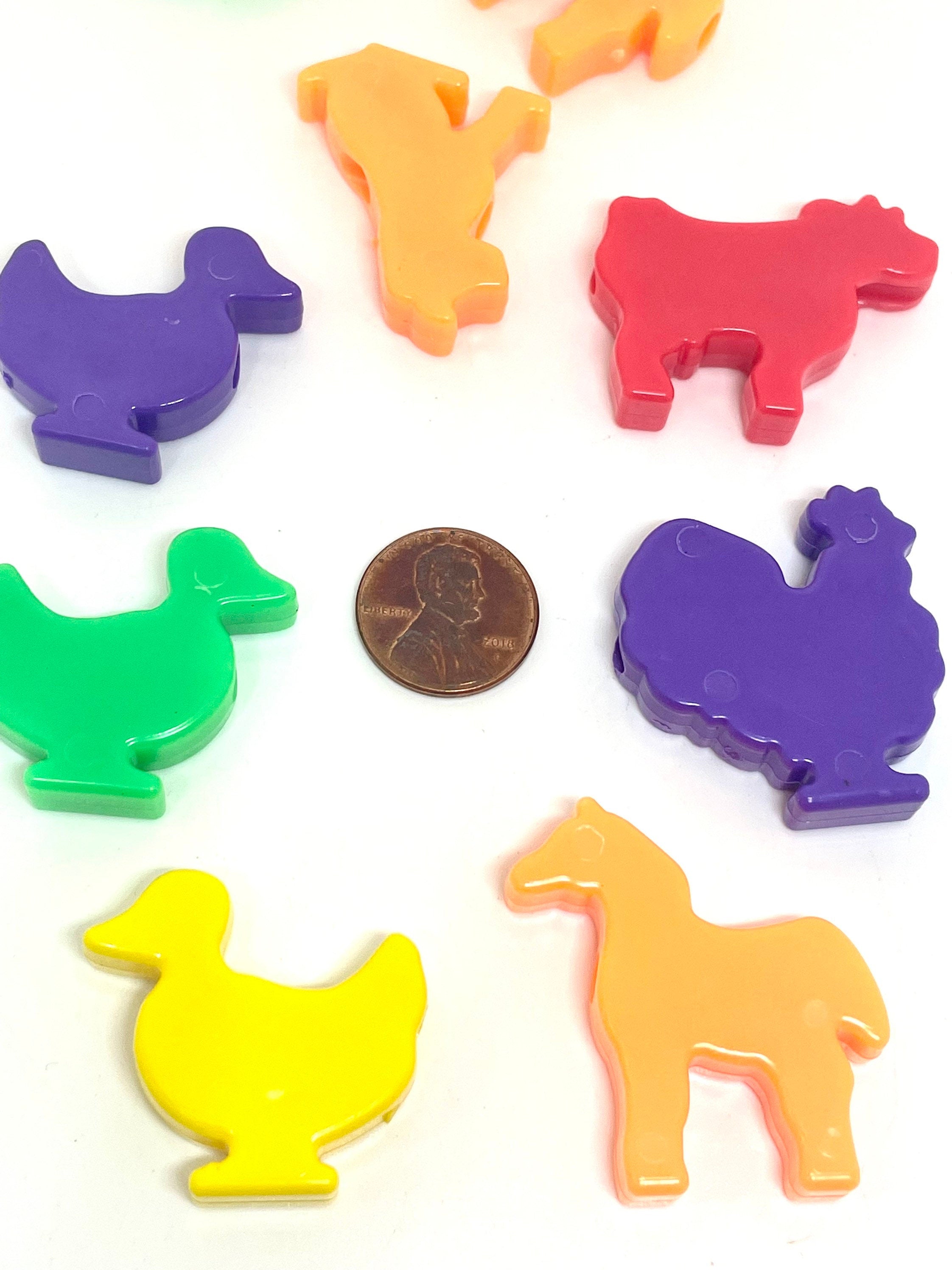 Bright Color Rainbow Farm Beads, Farm Themed, Farm Animals, Farmer, Large Beads for Kids