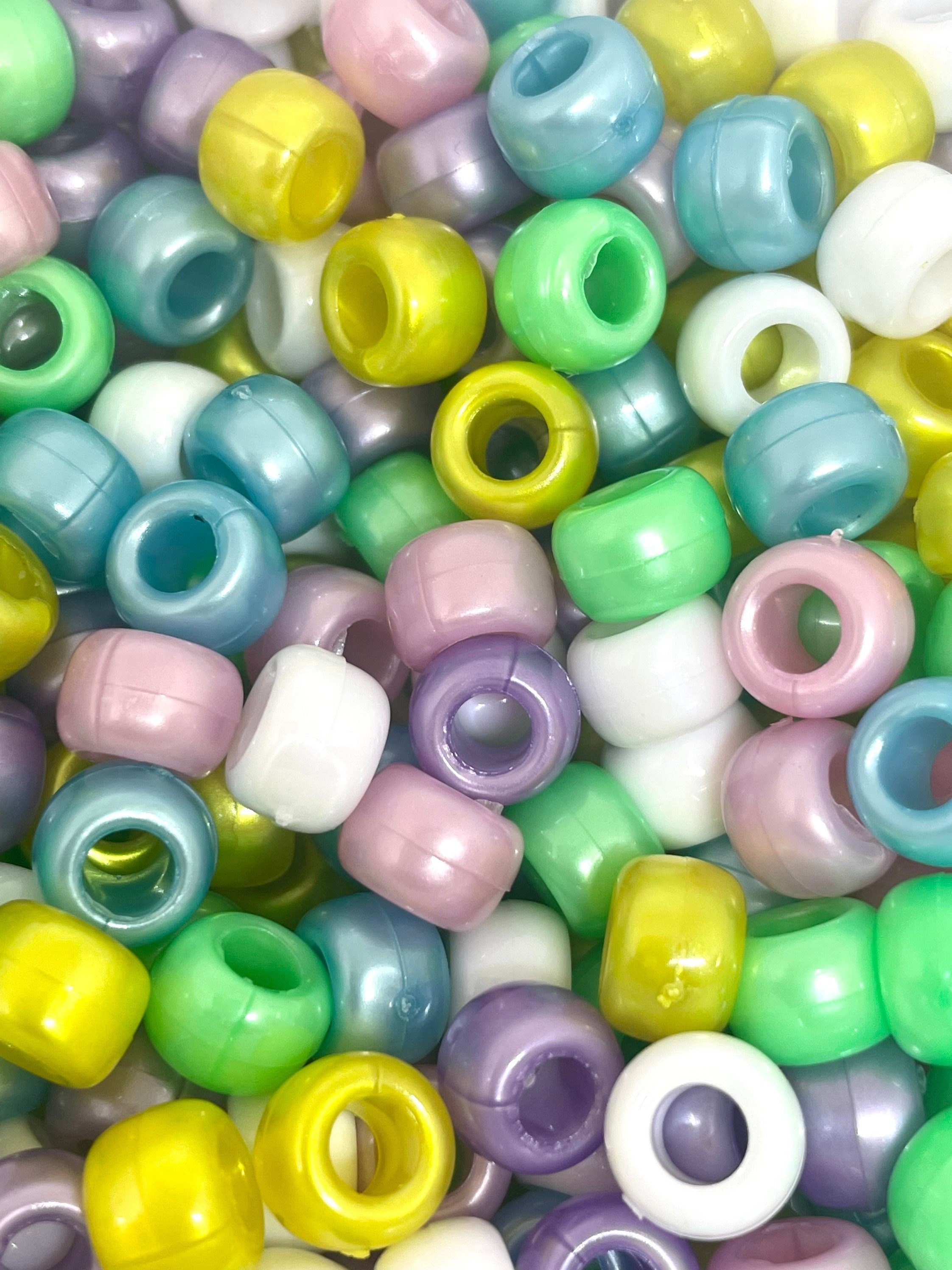 Pearl Pastel Beads, Easter Themed Pony Beads, Barrel beads, Kandi Beads