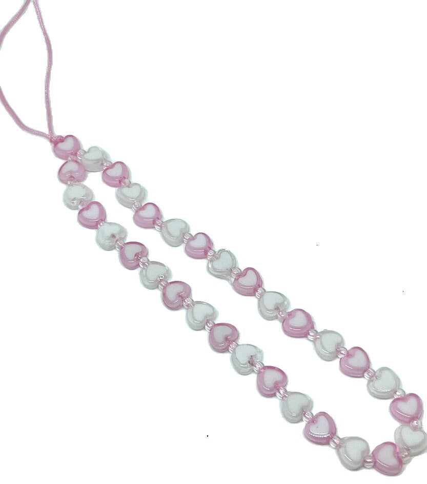 Kawaii Sweet Heart Phone Strap, Pastel Themed Cell Phone Jewelry, Charm, Wristlet