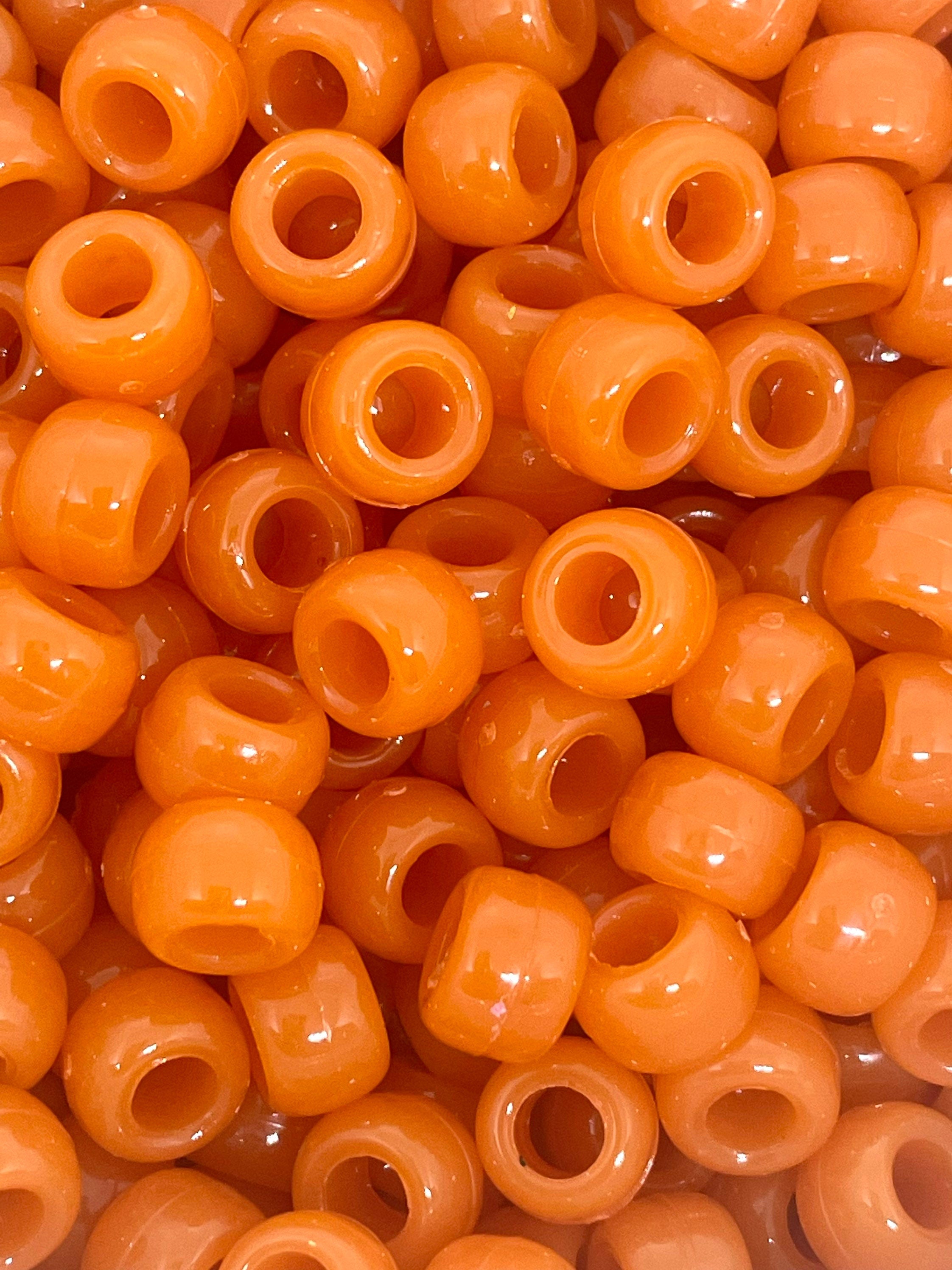 Pumpkin Barrel Beads, Fall Harvest Pony Beads, Burnt Orange Beads for Kandi Bracelet