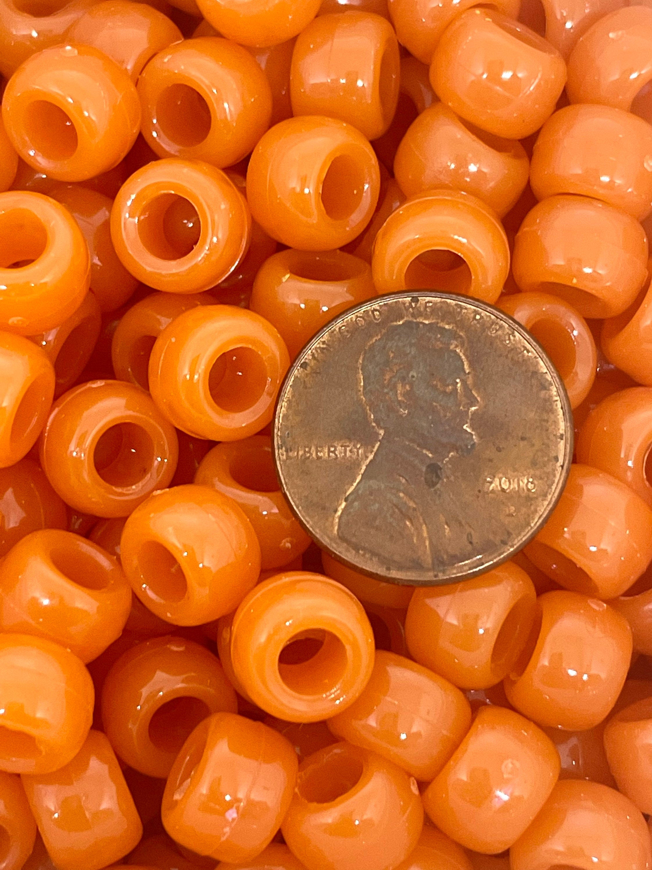 Pumpkin Barrel Beads, Fall Harvest Pony Beads, Burnt Orange Beads for Kandi Bracelet