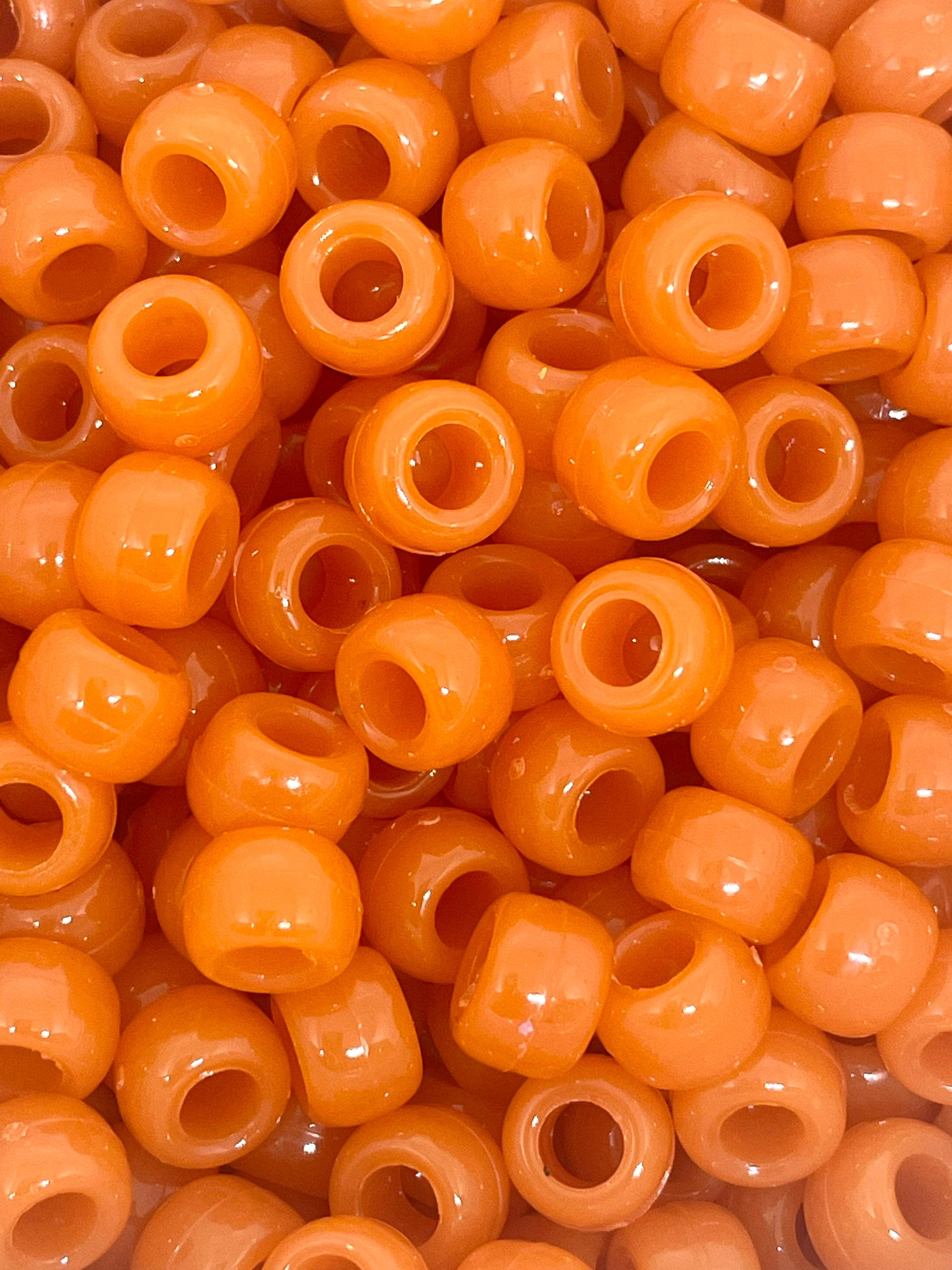 Pumpkin Barrel Beads, Fall Harvest Pony Beads, Burnt Orange Beads for Kandi Bracelet