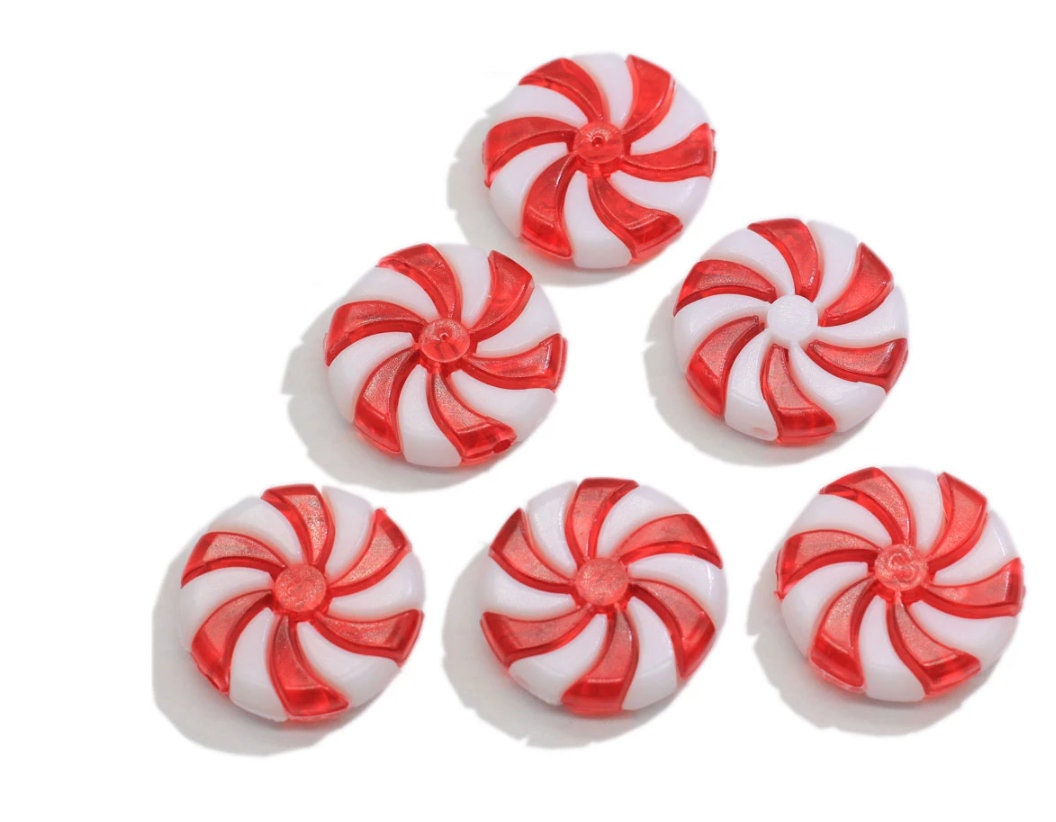 Cute Peppermint Cabochons, Resin, Christmas Decoden, Fake Food, Candy Candy Cane Themed