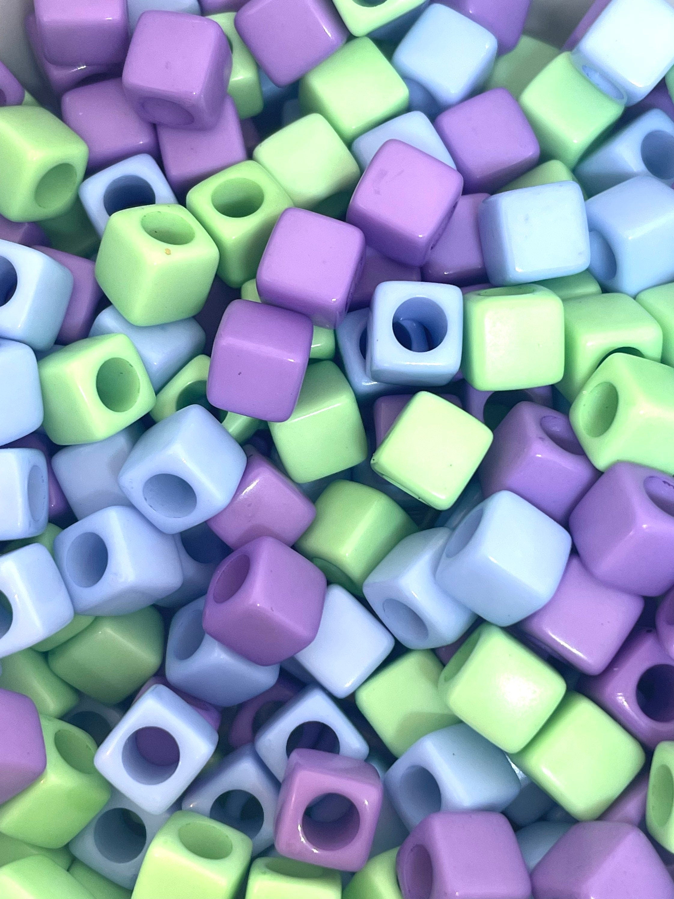 Pastel Square Beads, Pastel Cube Beads, Square Shaped Bead for Jewelry Making, 7mm Beads for Bracelet, Square Spacer Beads, Mermaid Bead Mix