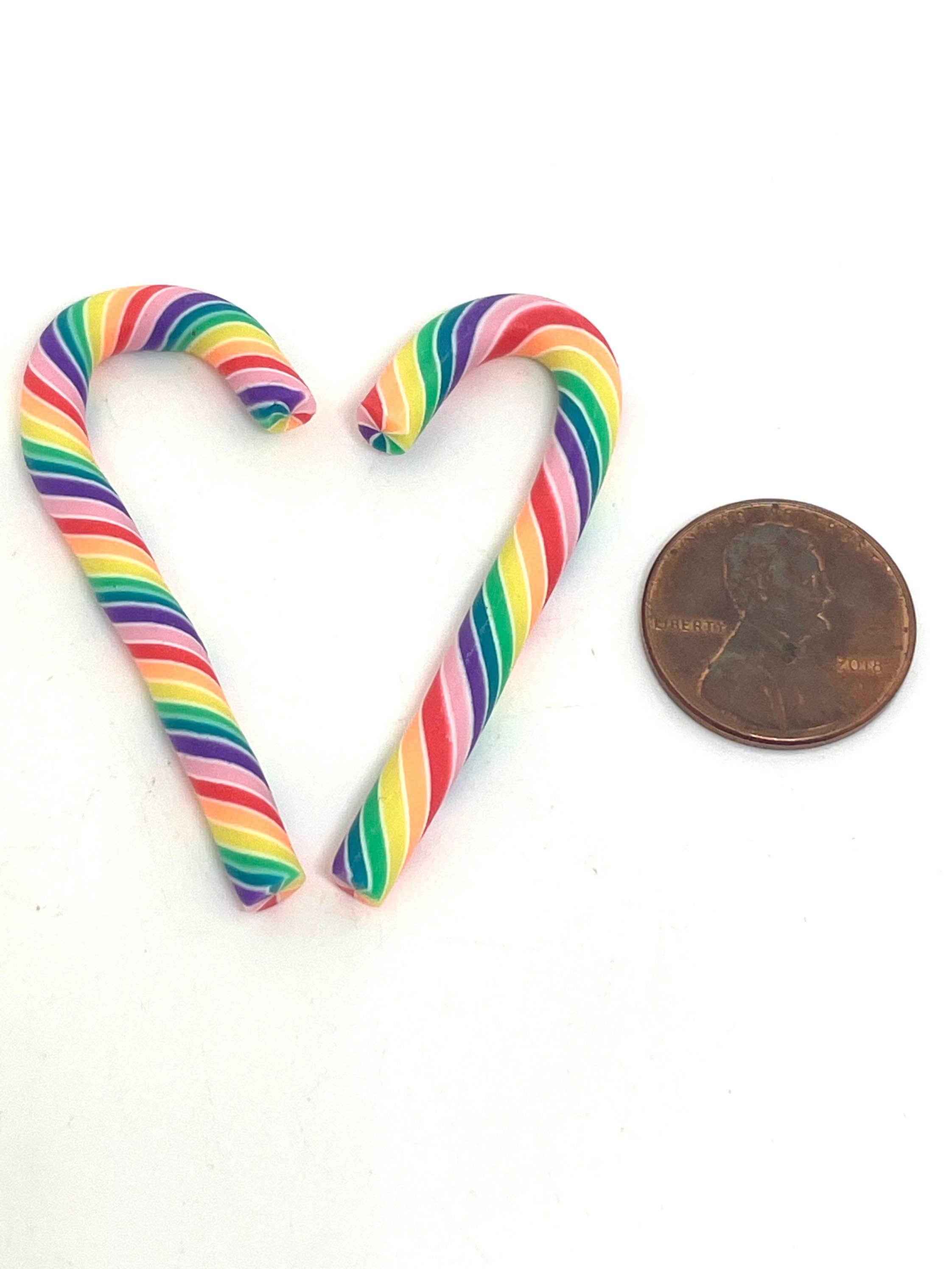 Kawaii Christmas Decorations, Fake Rainbow Christmas Candy Canes for Decoden, Garland, Ornaments, Cabochon, Slime Mixer