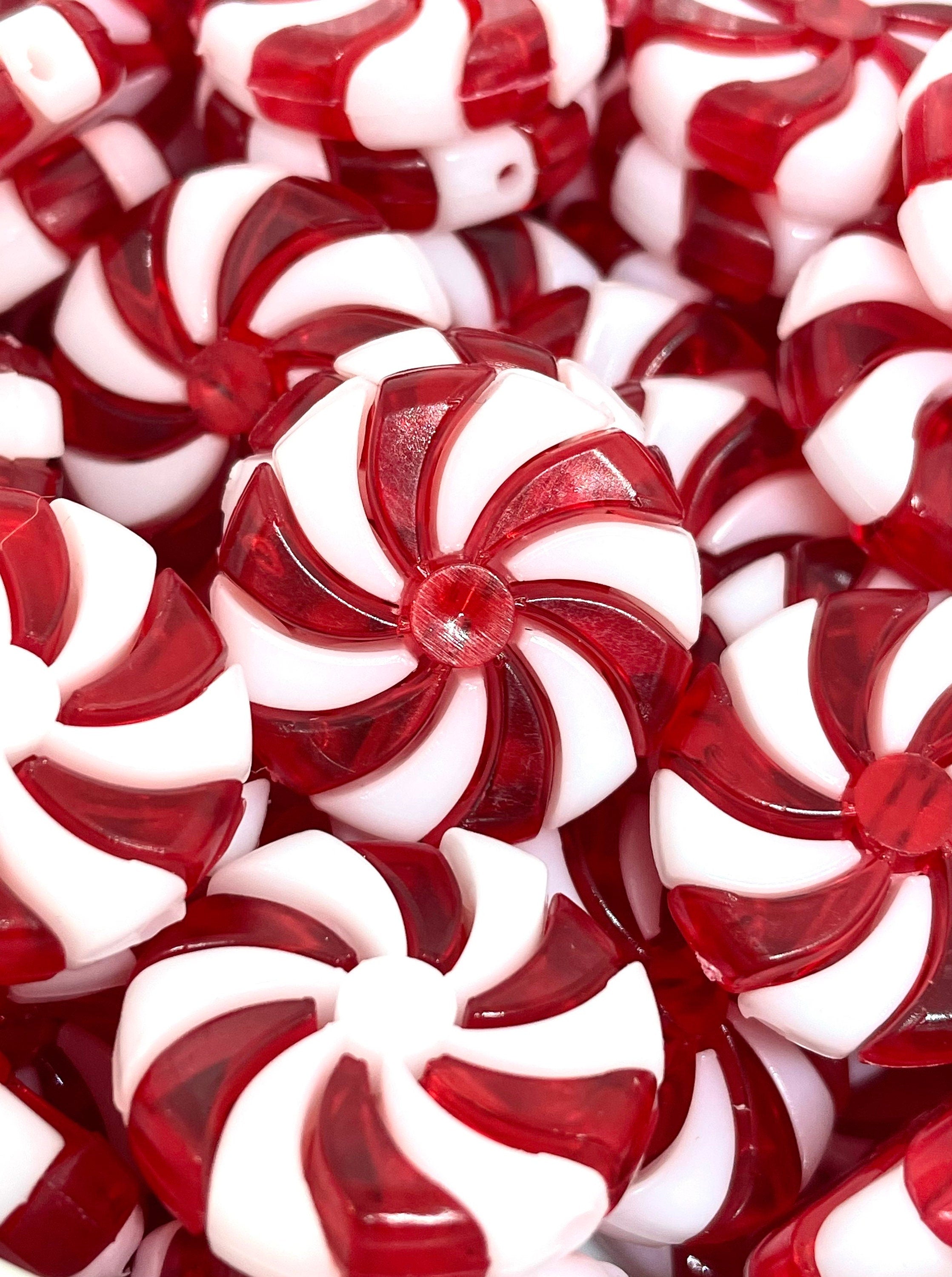 Cute Peppermint Cabochons, Resin, Christmas Decoden, Fake Food, Candy Candy Cane Themed